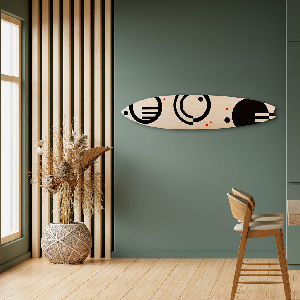 BLACK AND WHITE COMBINATION Painel Decorativo Prancha de Surf