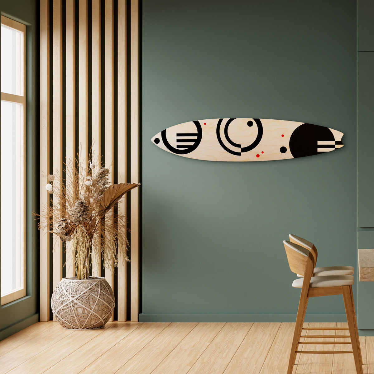 BLACK AND WHITE COMBINATION Painel Decorativo Prancha de Surf