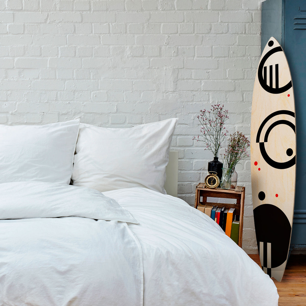 BLACK AND WHITE COMBINATION Painel Decorativo Prancha de Surf