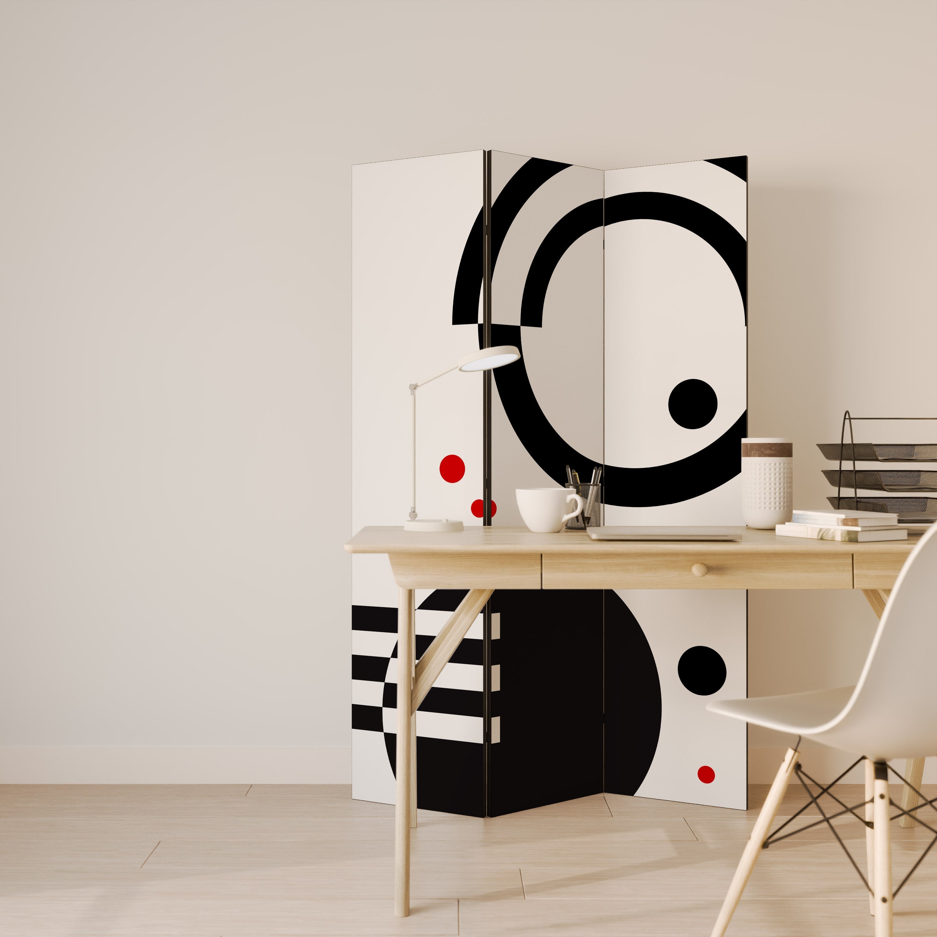 BLACK AND WHITE COMBINATION Biombo Decorativo de 3 Painéis