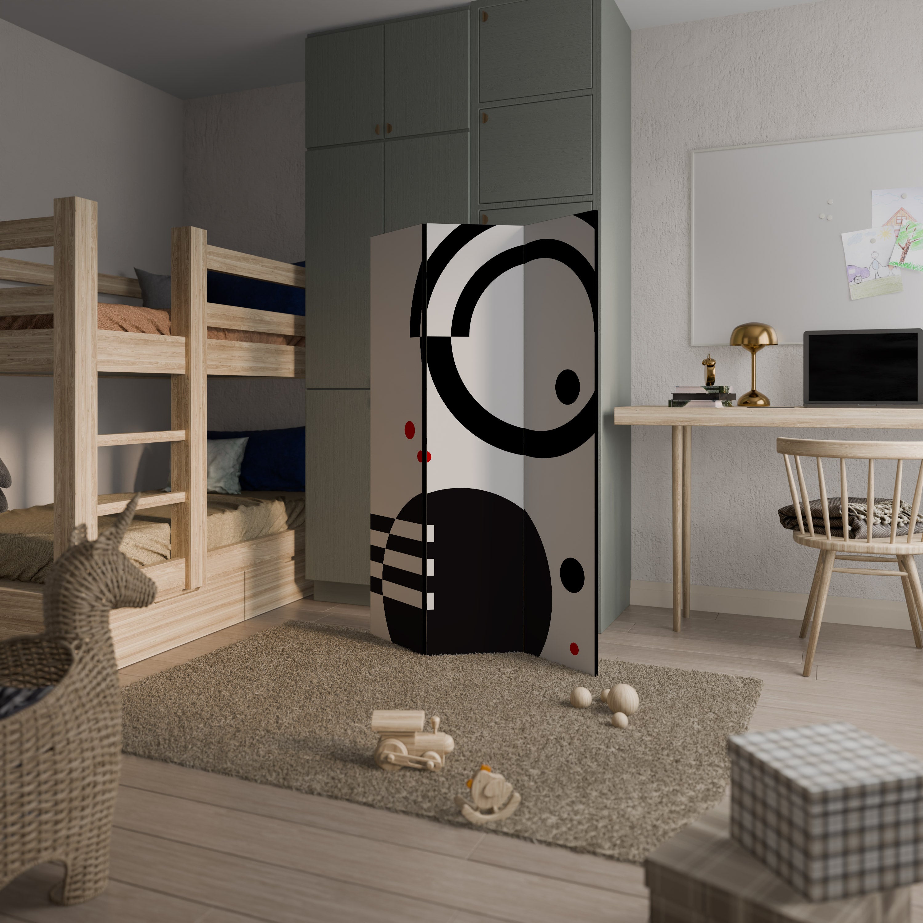 BLACK AND WHITE COMBINATION Biombo Decorativo de 3 Painéis