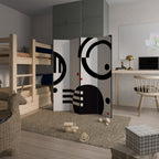 BLACK AND WHITE COMBINATION Decorative 4-Panel Room Divider