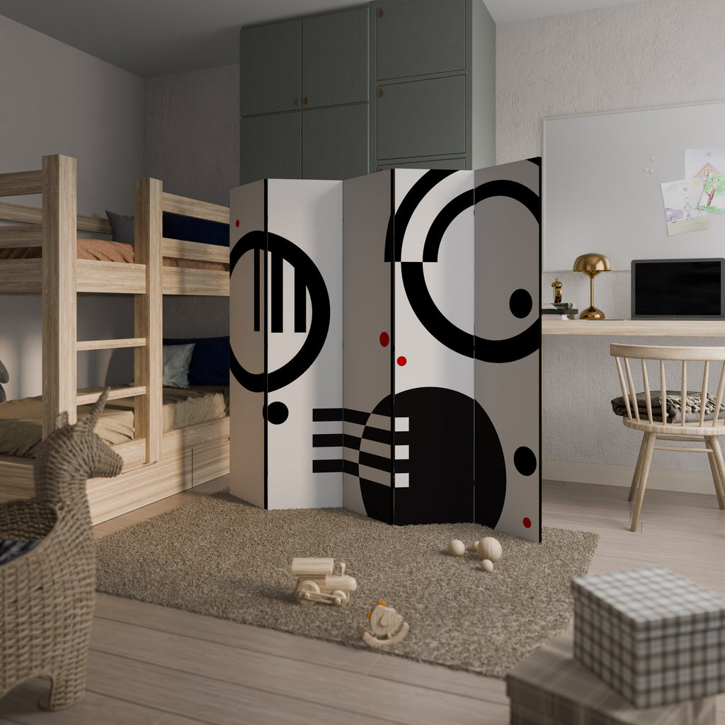 BLACK AND WHITE COMBINATION Decorative 5-Panel Room Divider