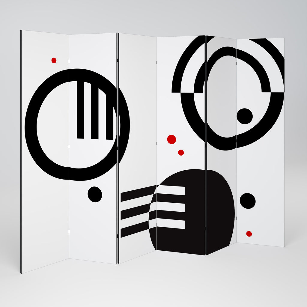 BLACK AND WHITE COMBINATION Decorative 6-Panel Room Divider
