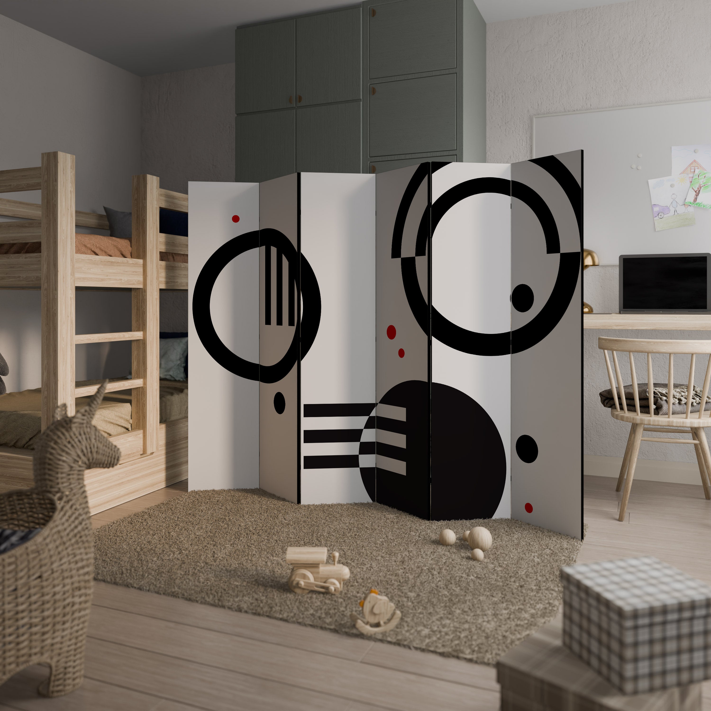 BLACK AND WHITE COMBINATION Biombo Decorativo de 6 Painéis