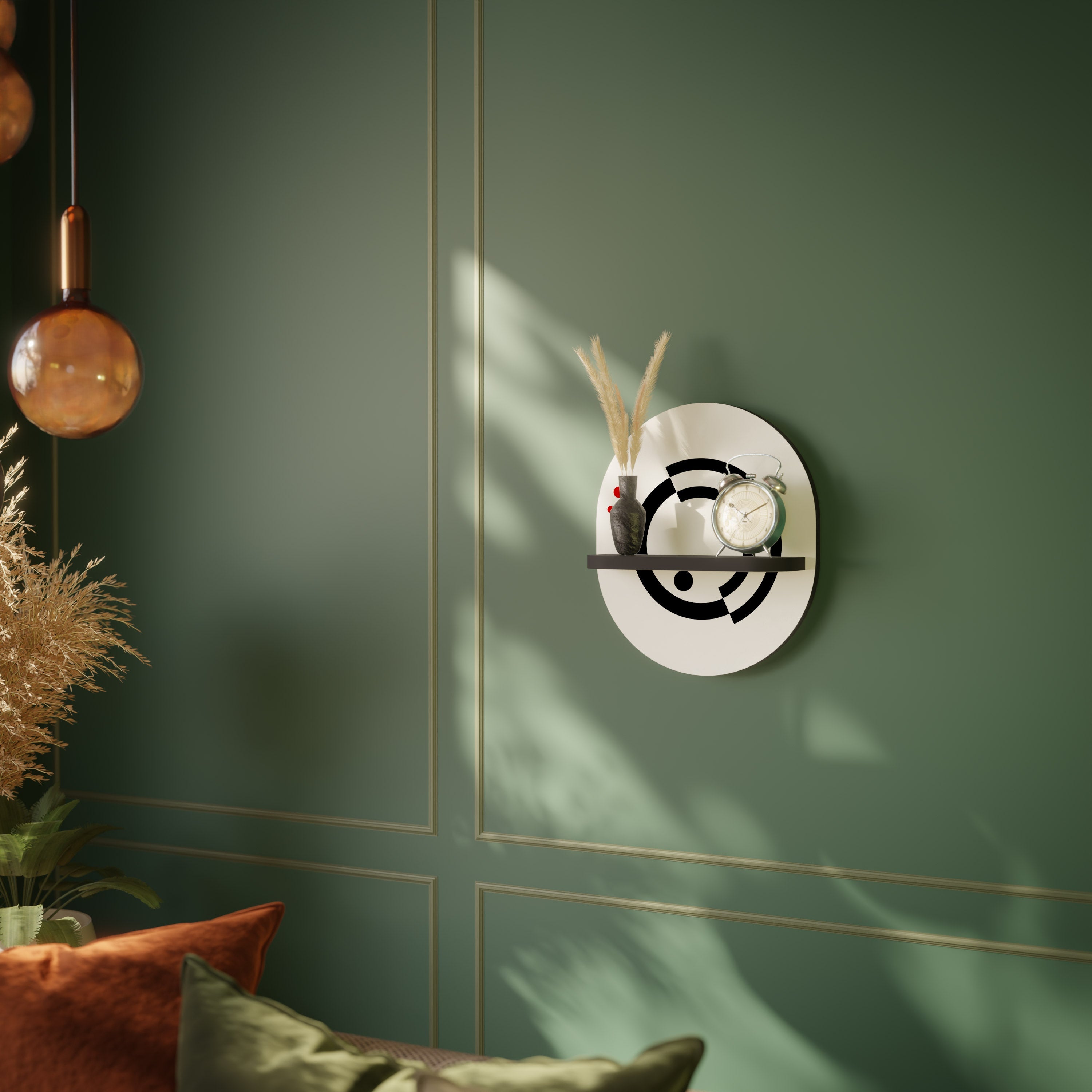 ORBITAL FLOW Prateleira Oval Decorativa em Acabamento Preto