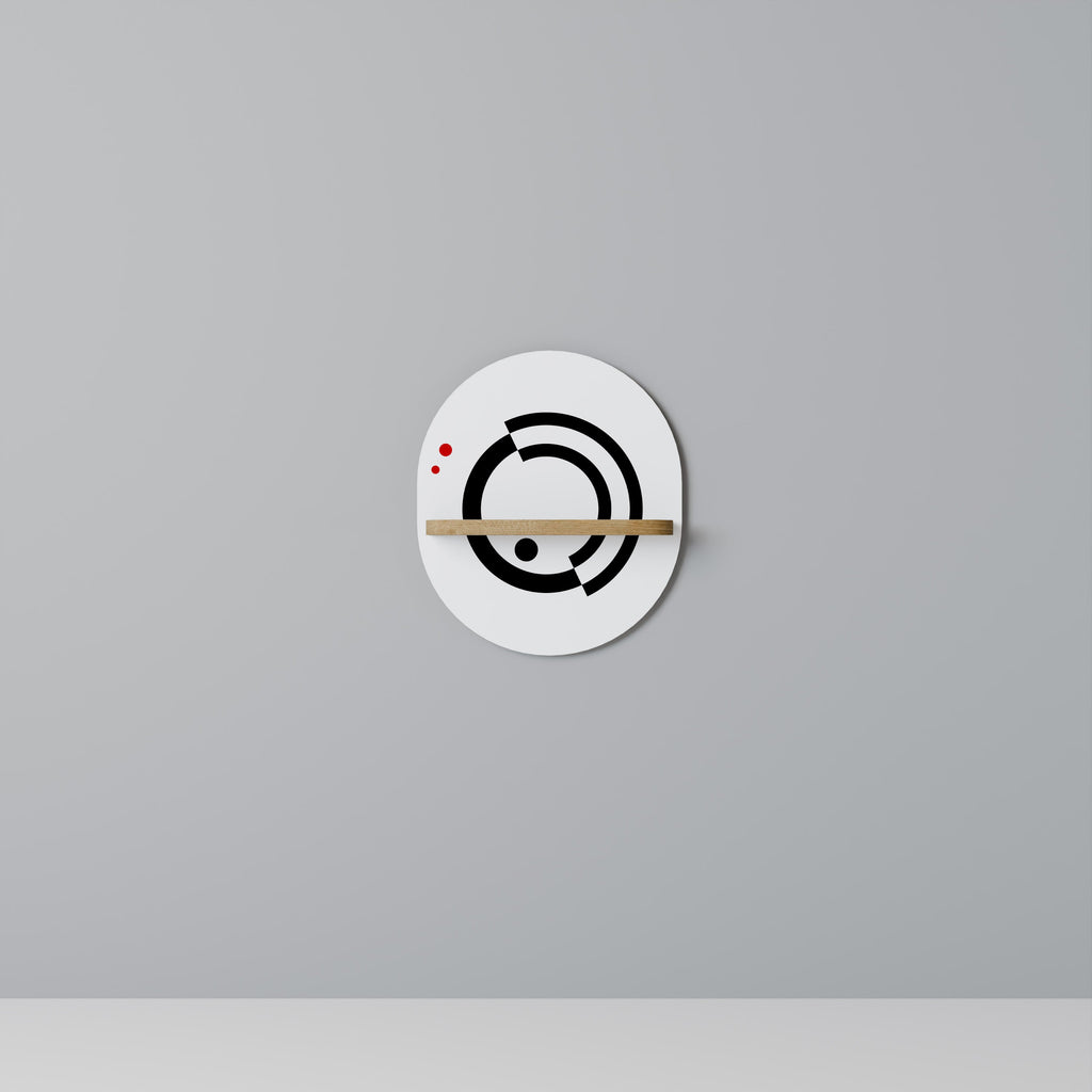 ORBITAL FLOW Oval Art Shelf In Oak Effect