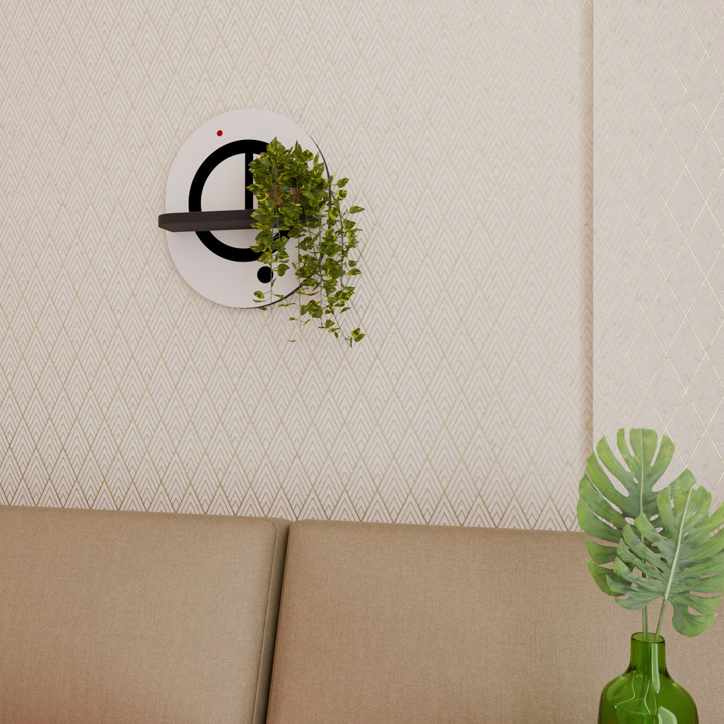 MINIMAL DOTS Prateleira Oval Decorativa em Acabamento Preto