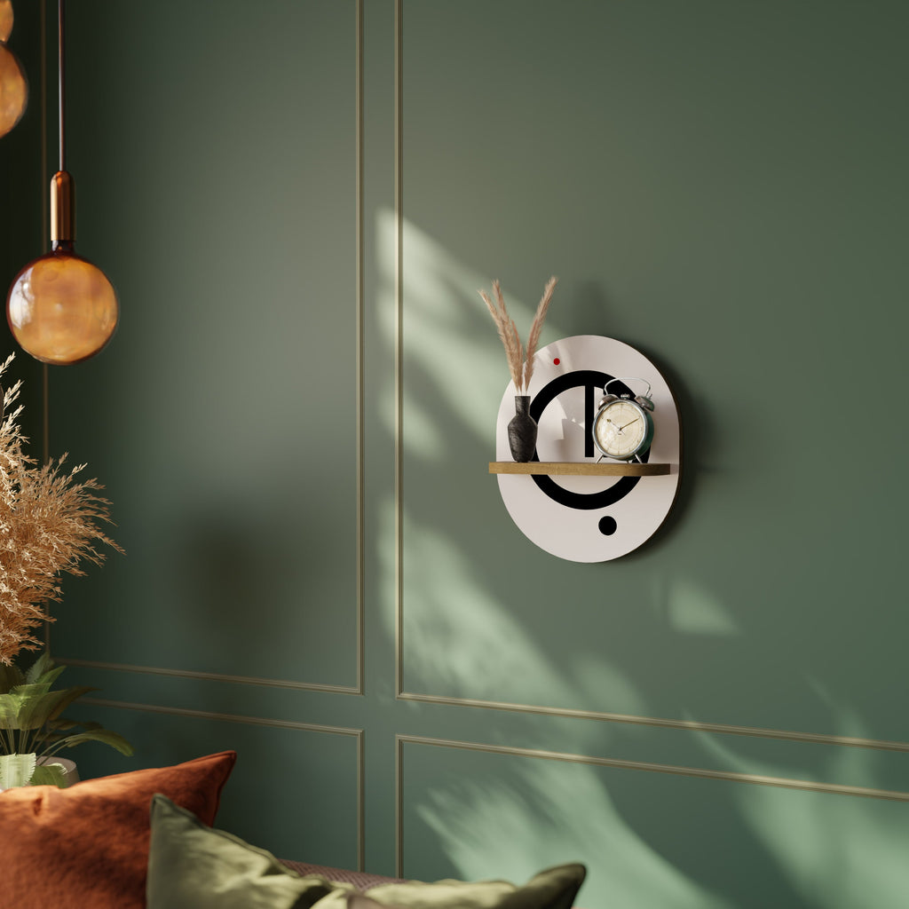 MINIMAL DOTS Prateleira Oval Decorativa em Efeito Carvalho