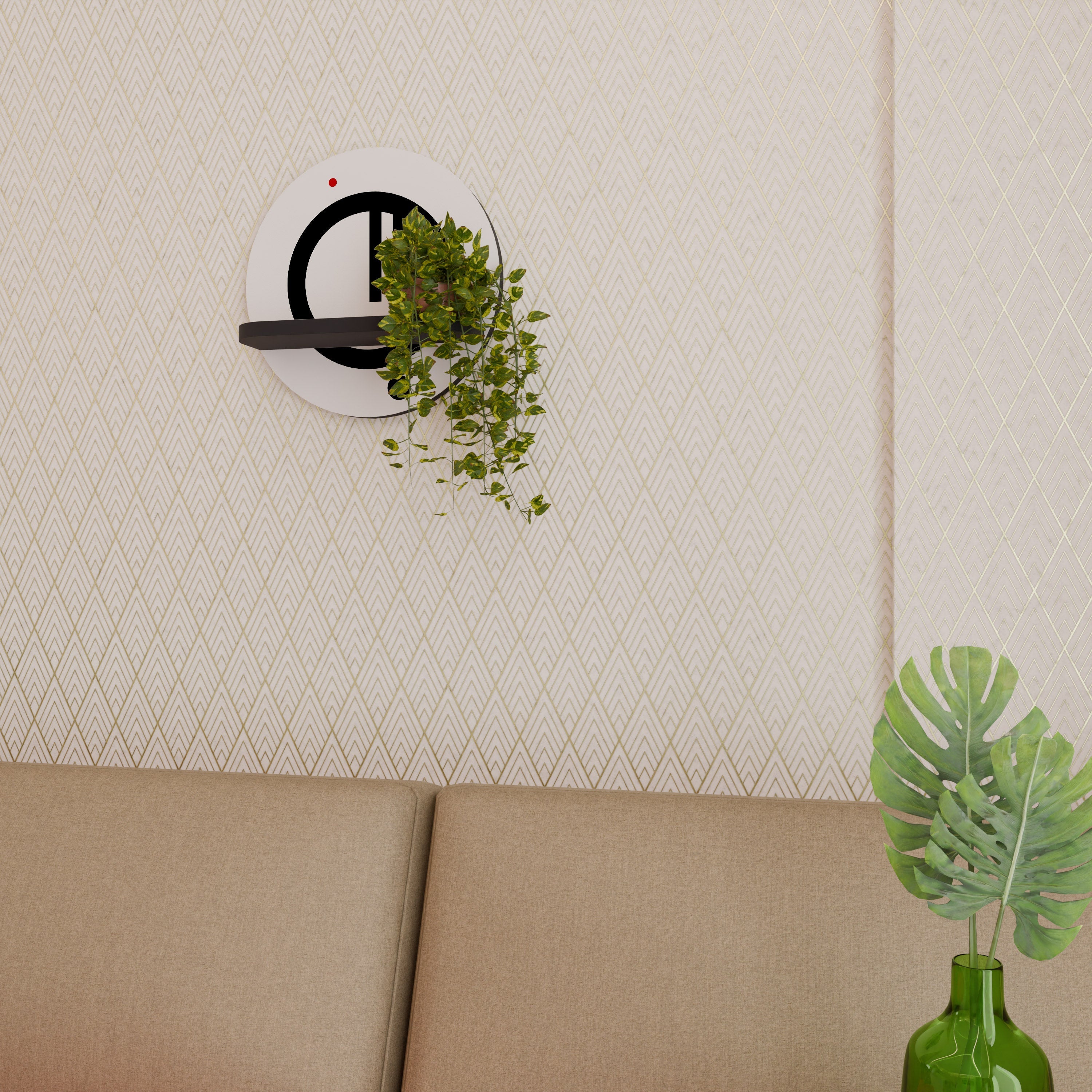 MINIMAL DOTS Prateleira Redonda Decorativa em Acabamento Preto