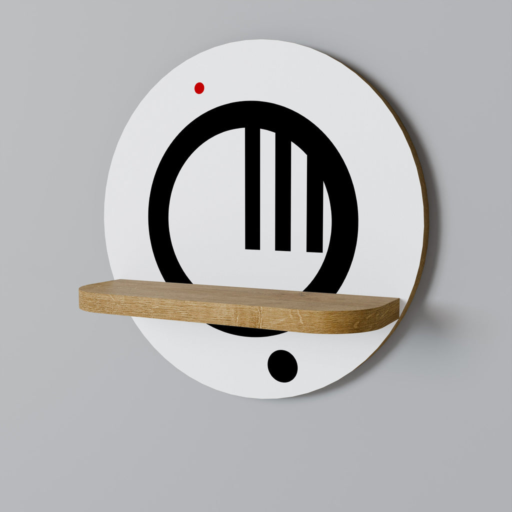 MINIMAL DOTS Round Art Shelf In Oak Effect