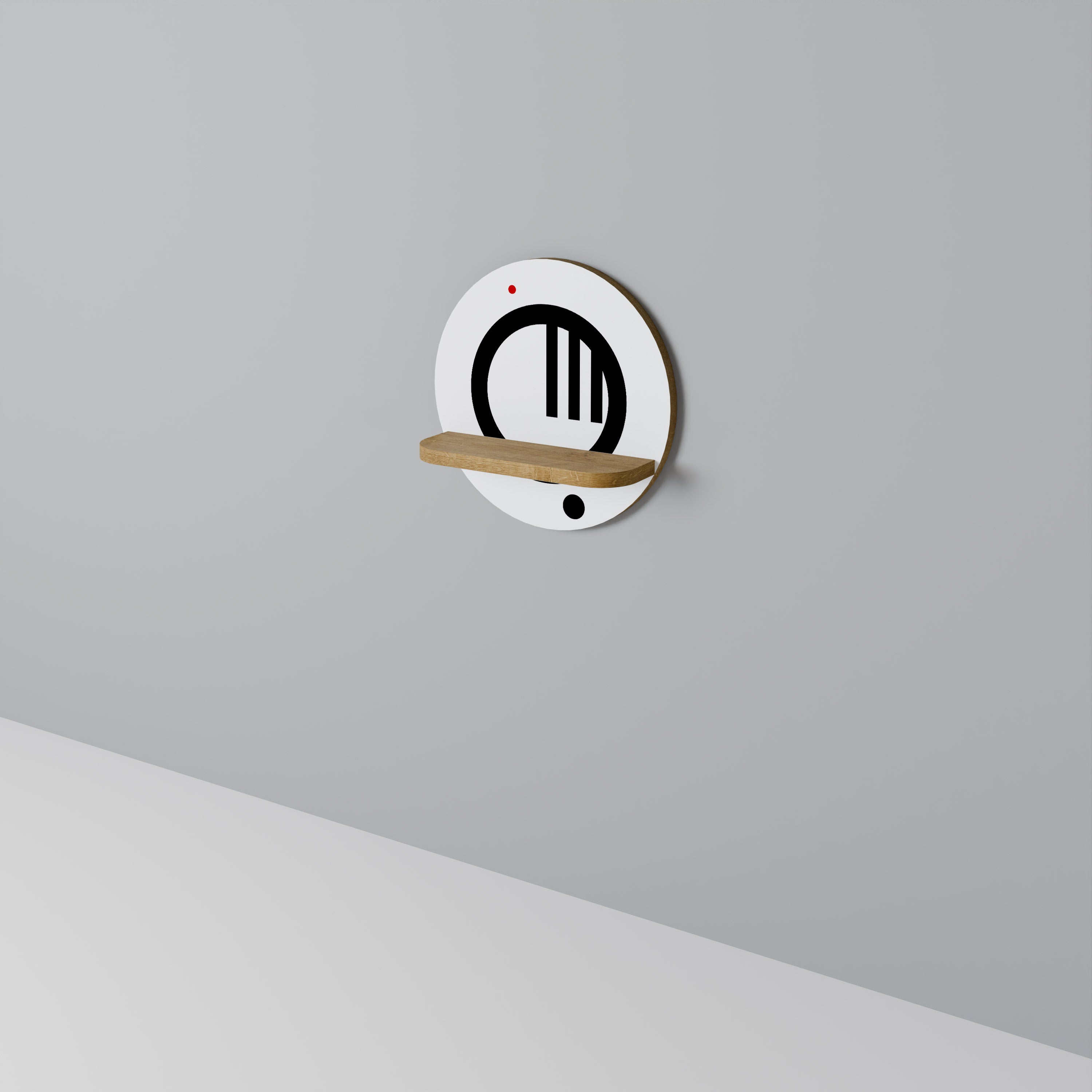 MINIMAL DOTS Prateleira Redonda Decorativa em Efeito Carvalho