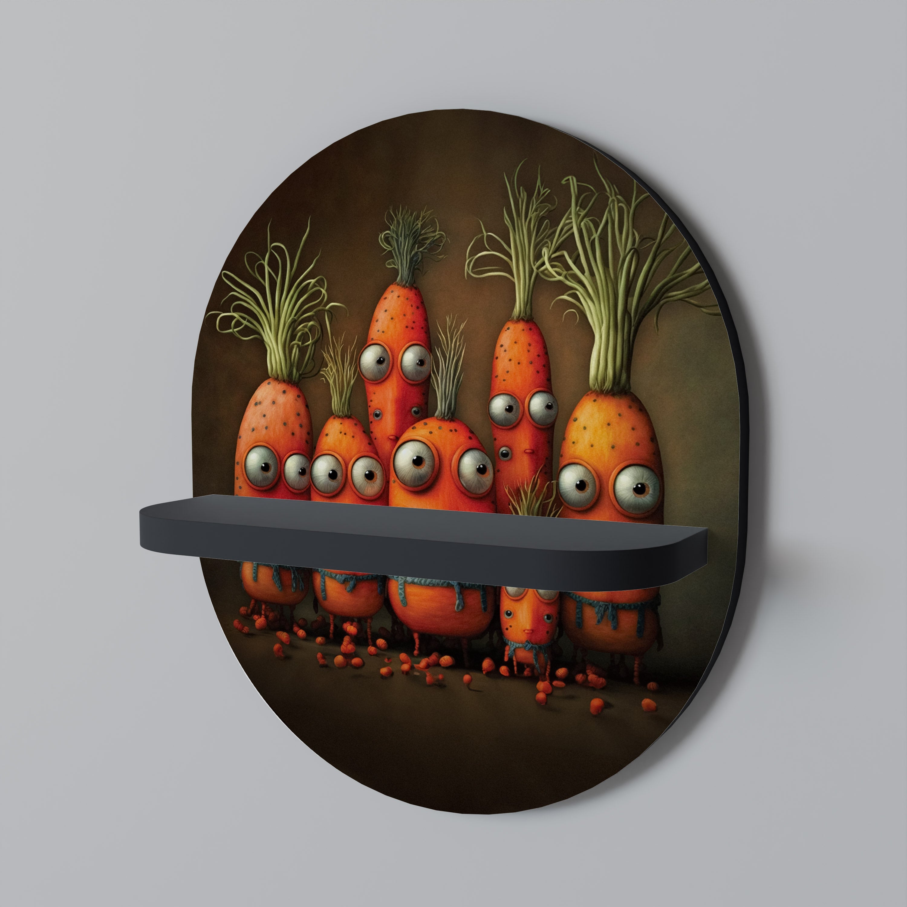 CUTE OR SCARY Prateleira Oval Decorativa em Acabamento Preto