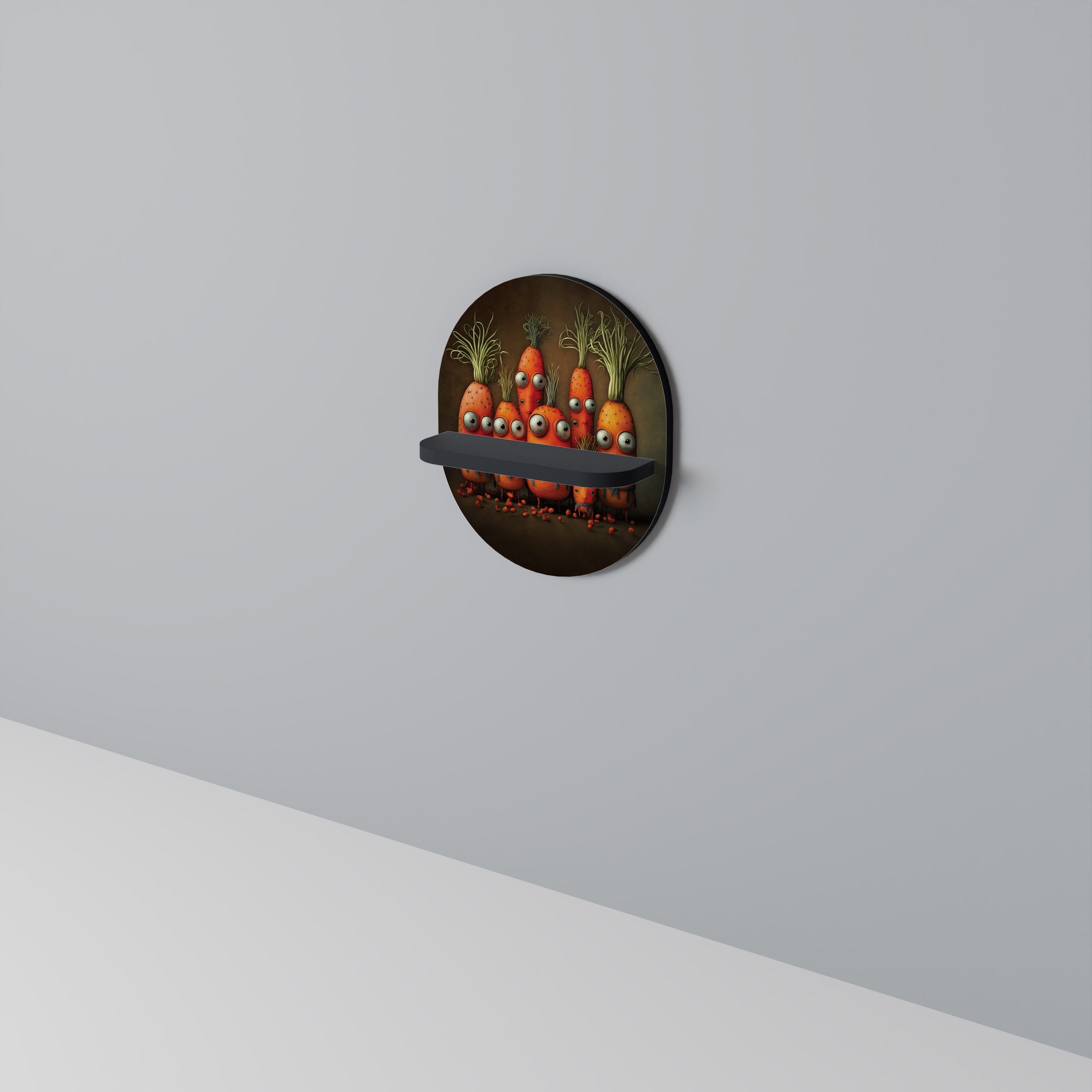 CUTE OR SCARY Prateleira Oval Decorativa em Acabamento Preto