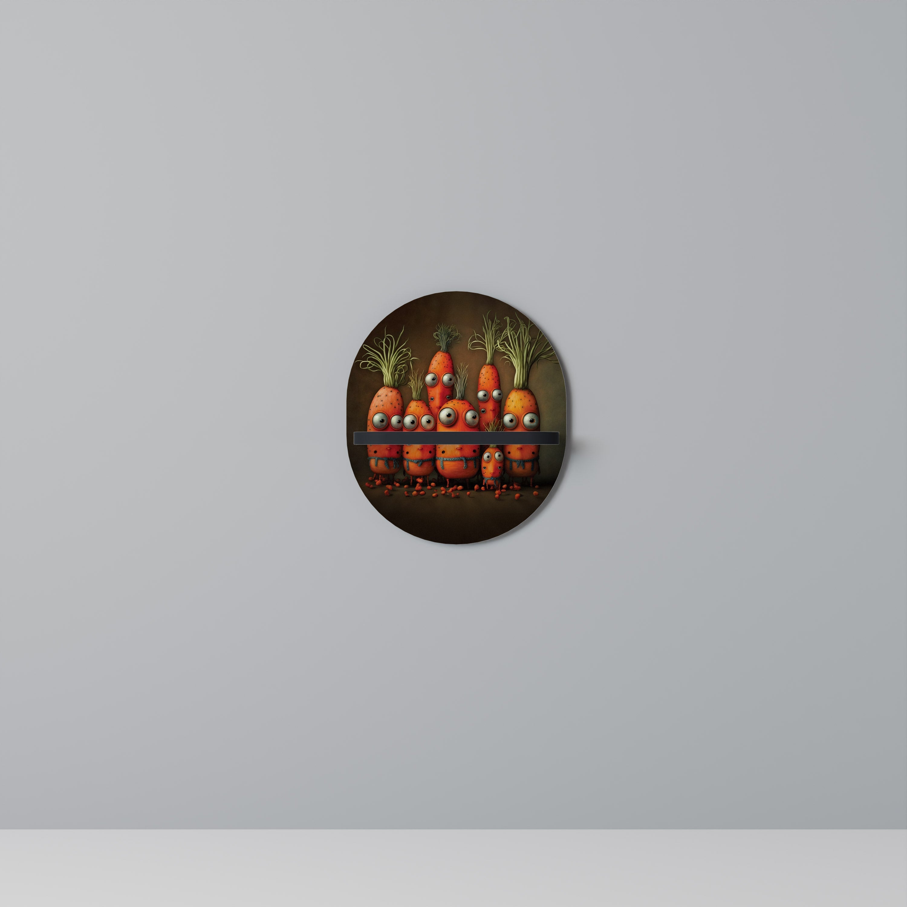 CUTE OR SCARY Prateleira Oval Decorativa em Acabamento Preto