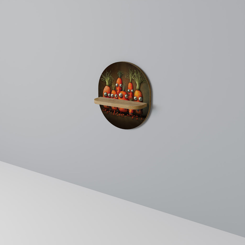 CUTE OR SCARY Prateleira Oval Decorativa em Efeito Carvalho