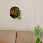 CUTE OR SCARY Prateleira Oval Decorativa em Efeito Carvalho