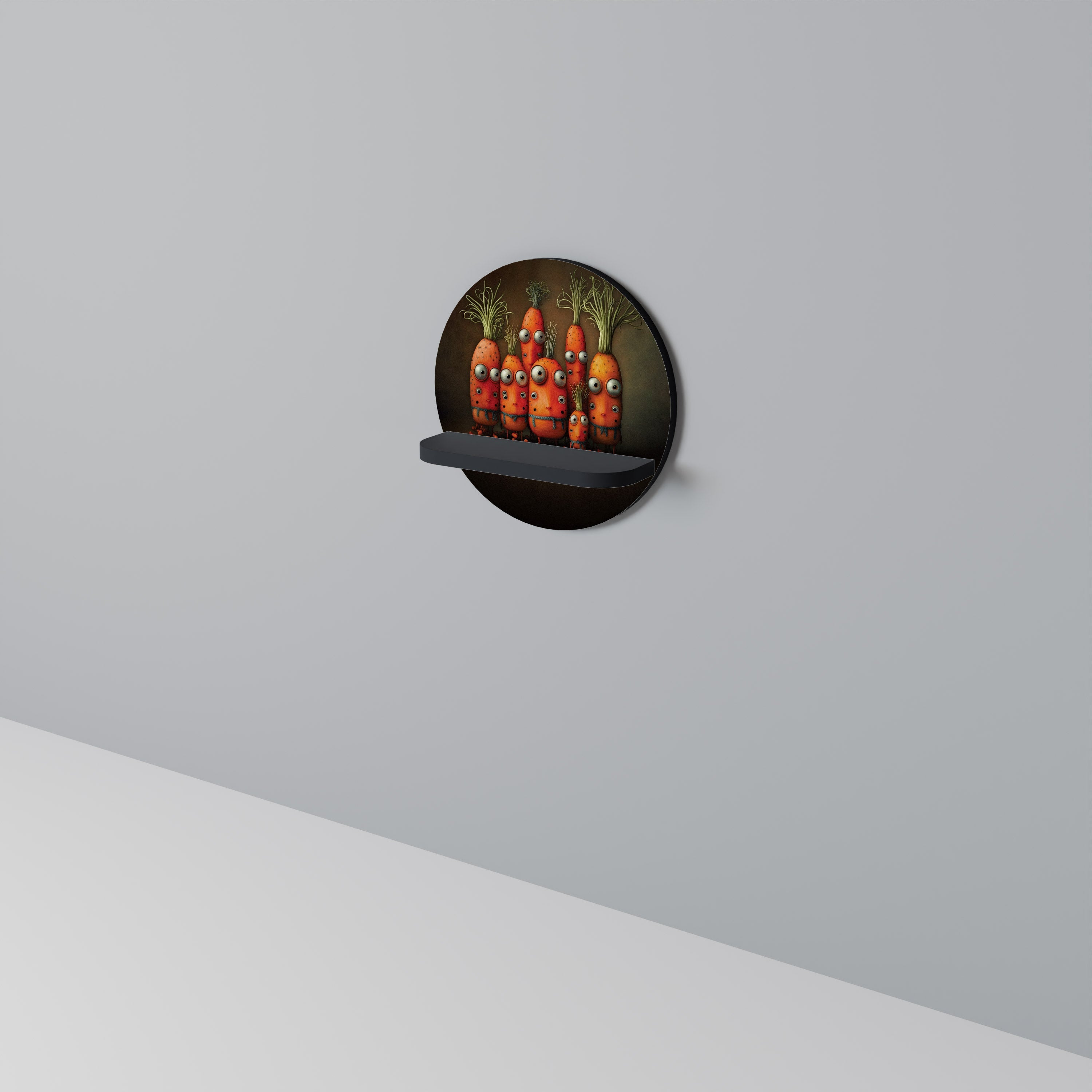 CUTE OR SCARY Prateleira Redonda Decorativa em Acabamento Preto