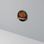 CUTE OR SCARY Round Art Shelf In Oak Effect