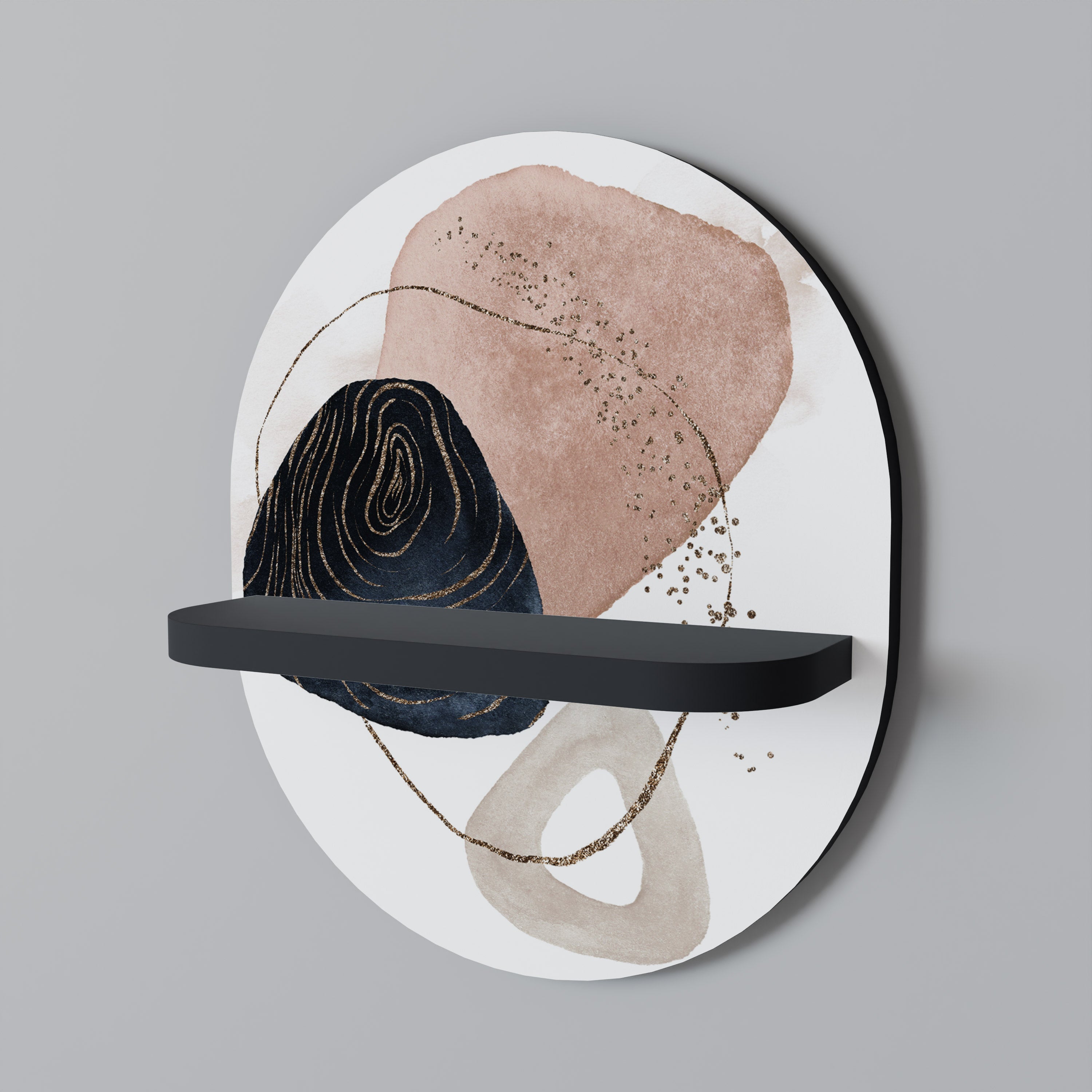 COLORFUL SHAPES Prateleira Oval Decorativa em Acabamento Preto