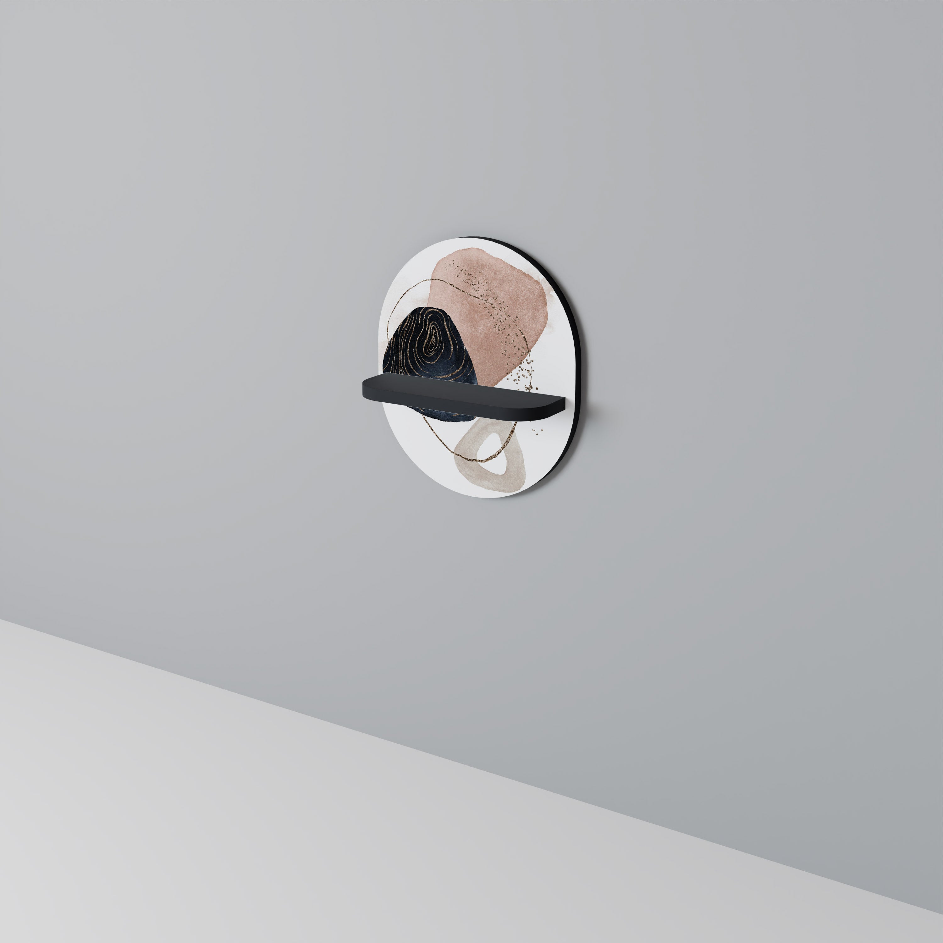 COLORFUL SHAPES Prateleira Oval Decorativa em Acabamento Preto