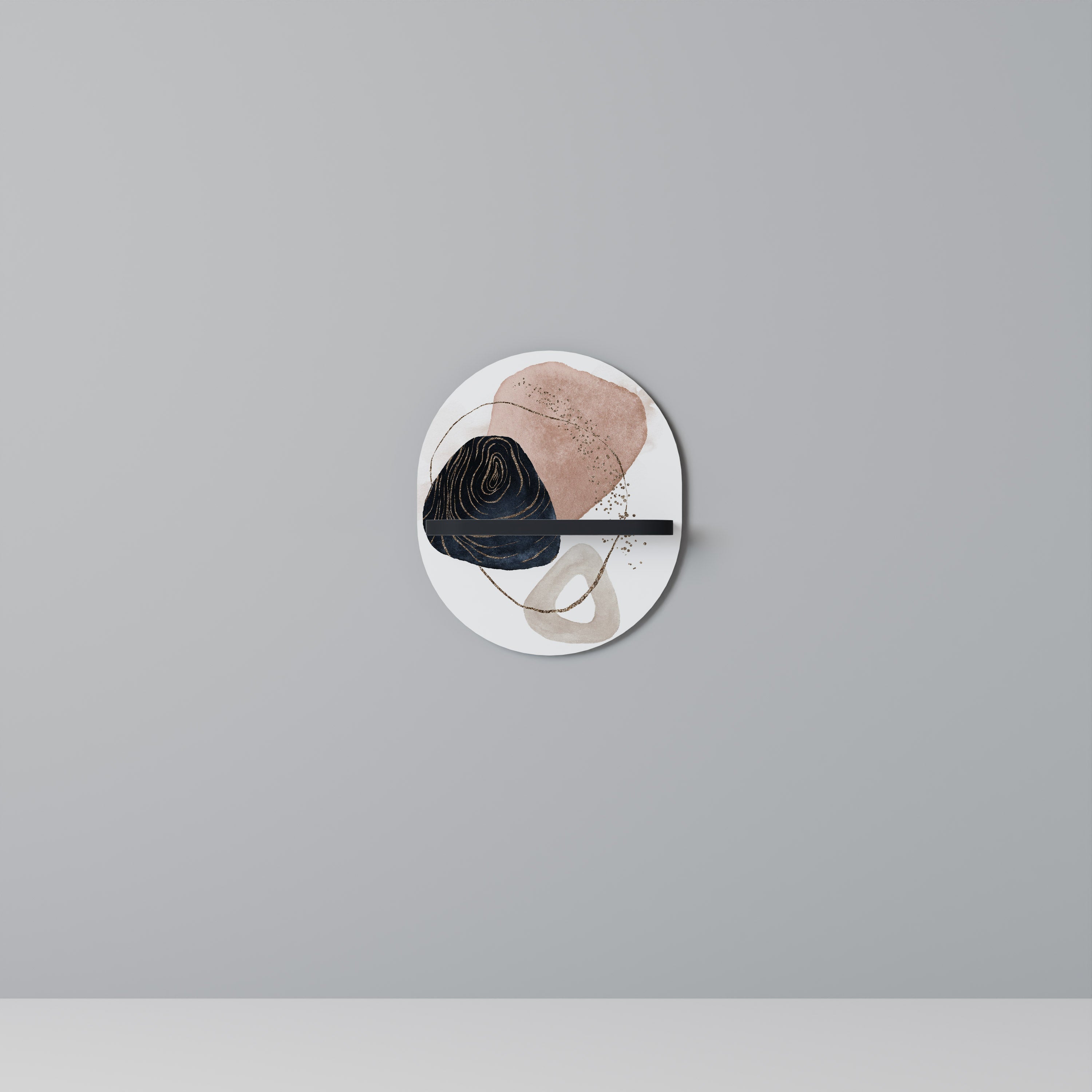 COLORFUL SHAPES Prateleira Oval Decorativa em Acabamento Preto