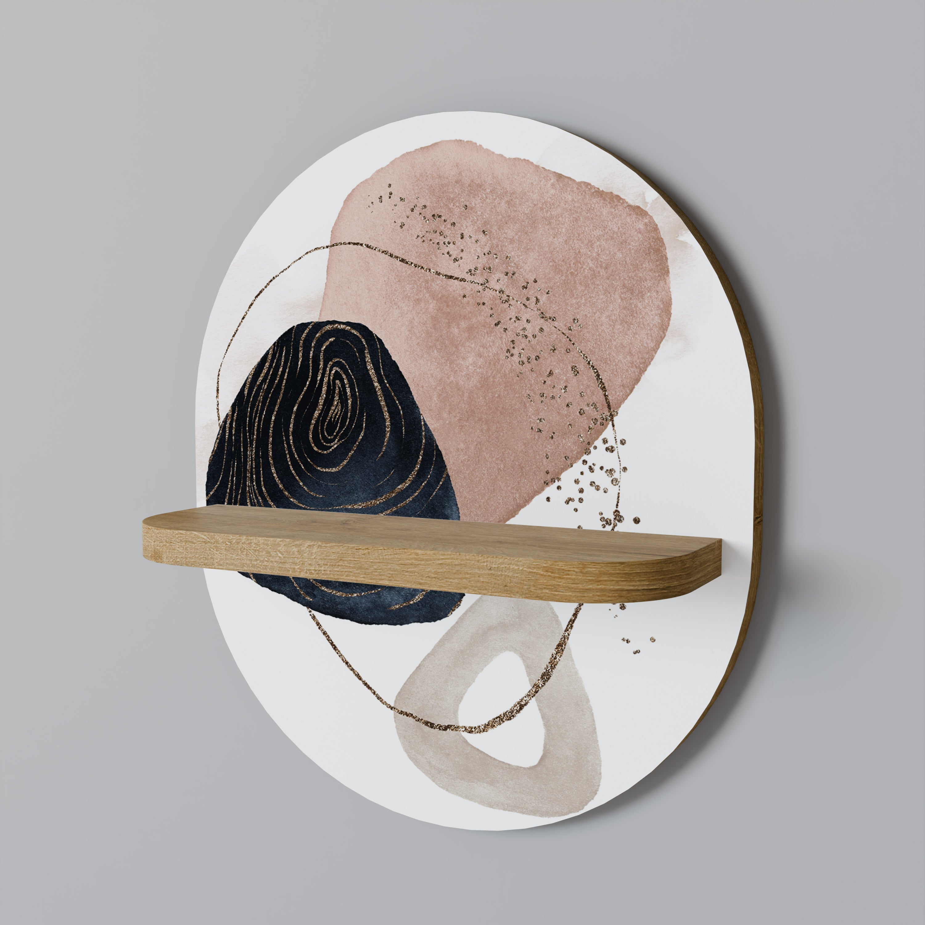 COLORFUL SHAPES Prateleira Oval Decorativa em Efeito Carvalho