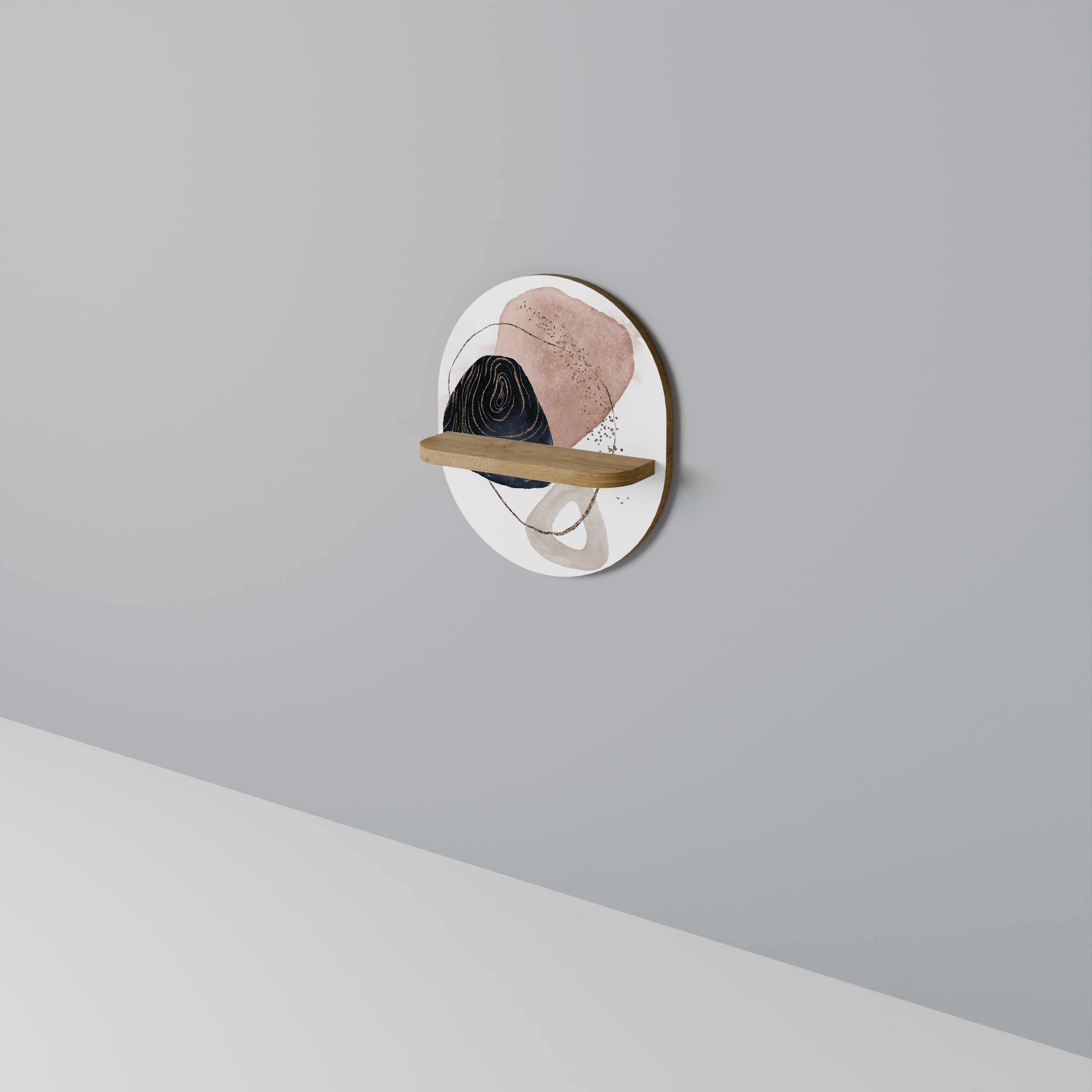 COLORFUL SHAPES Prateleira Oval Decorativa em Efeito Carvalho