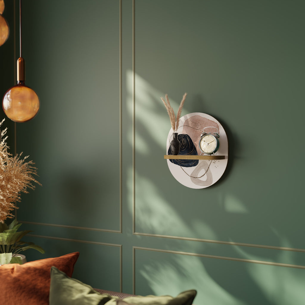 COLORFUL SHAPES Oval Art Shelf In Oak Effect