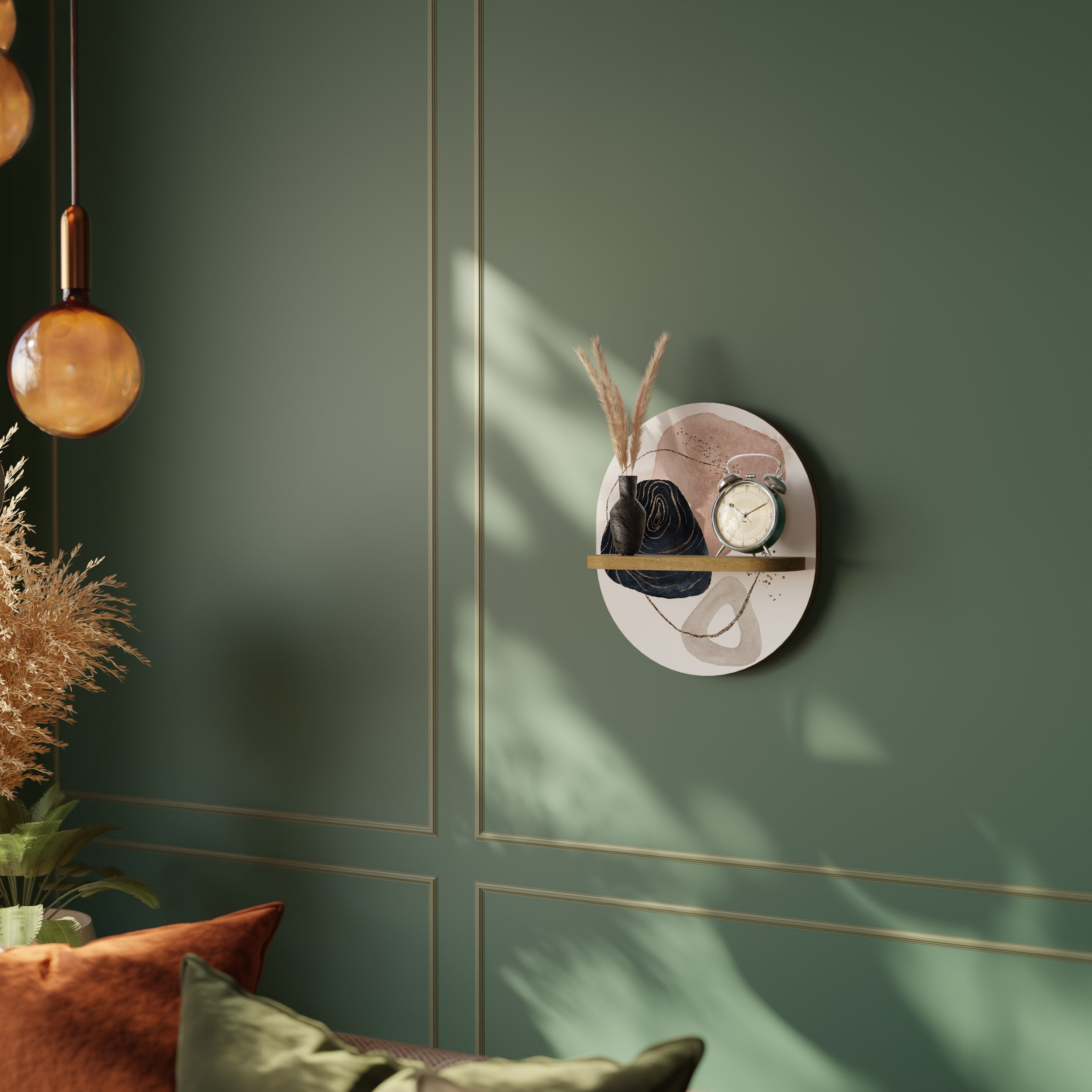 COLORFUL SHAPES Prateleira Oval Decorativa em Efeito Carvalho