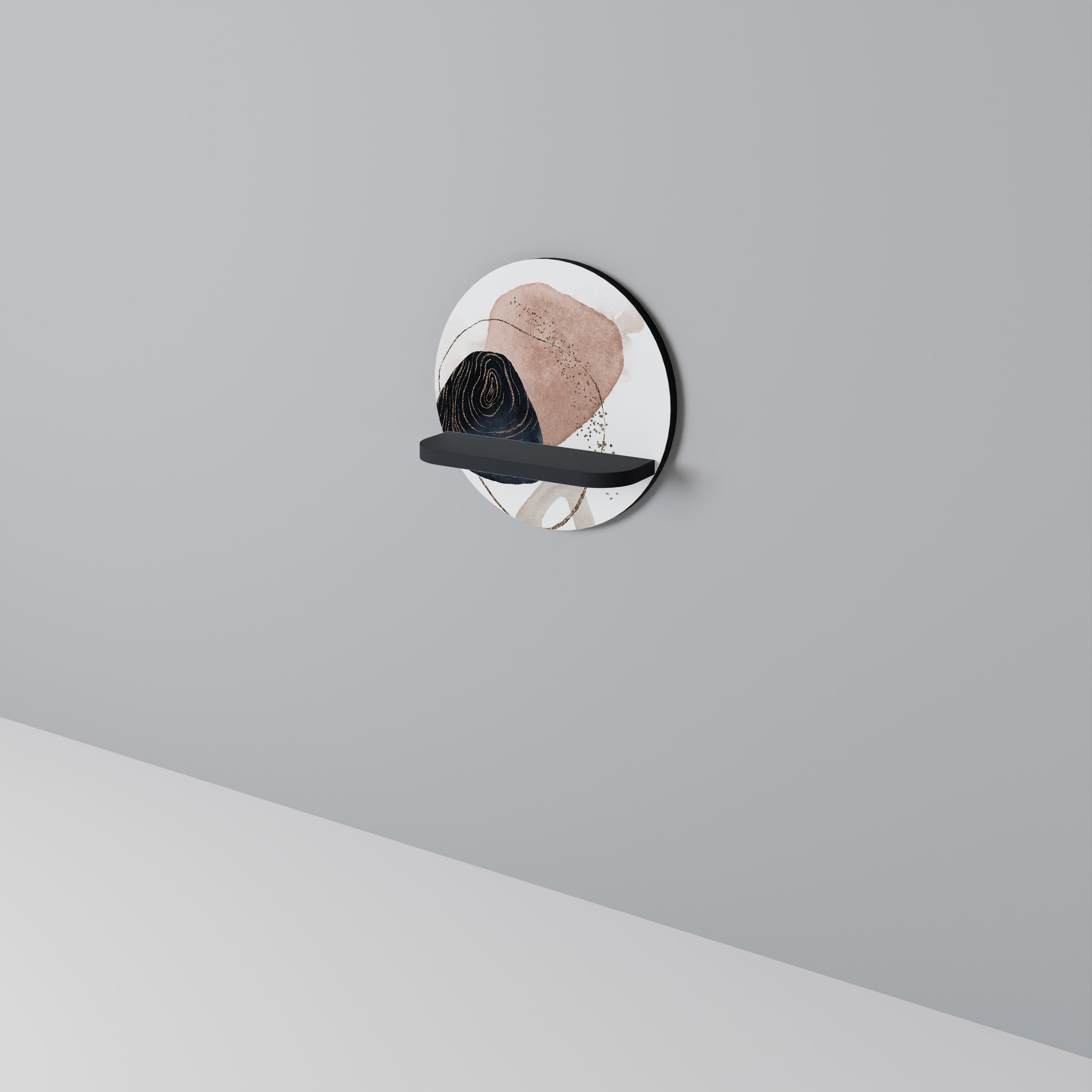 COLORFUL SHAPES Prateleira Redonda Decorativa em Acabamento Preto