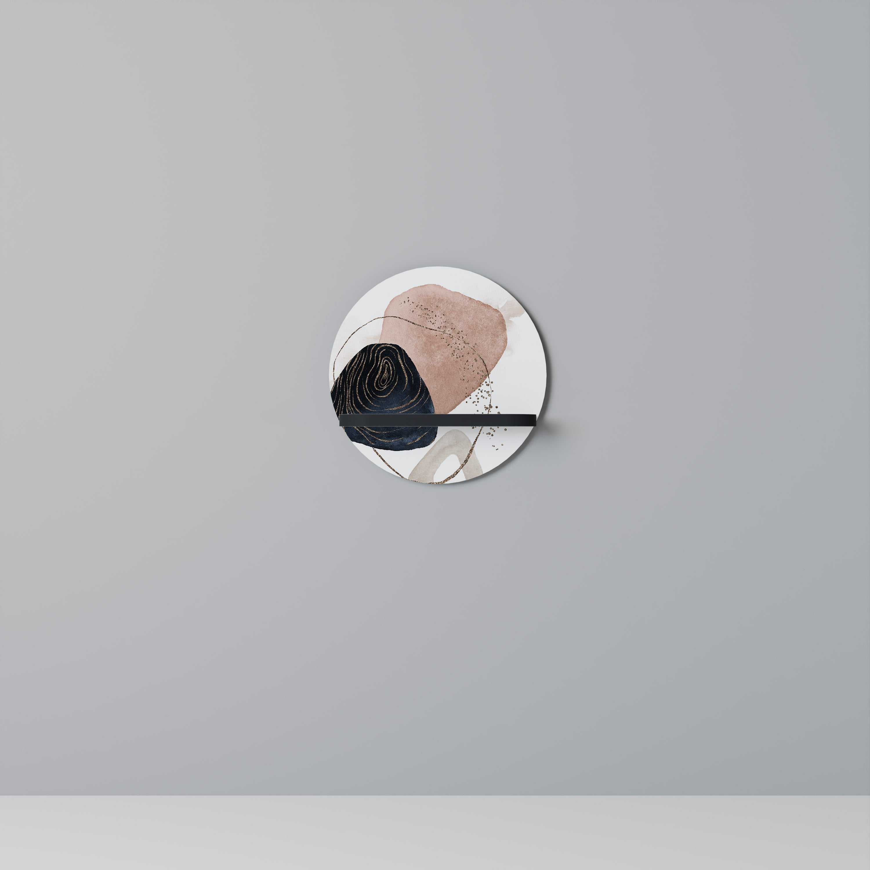 COLORFUL SHAPES Prateleira Redonda Decorativa em Acabamento Preto