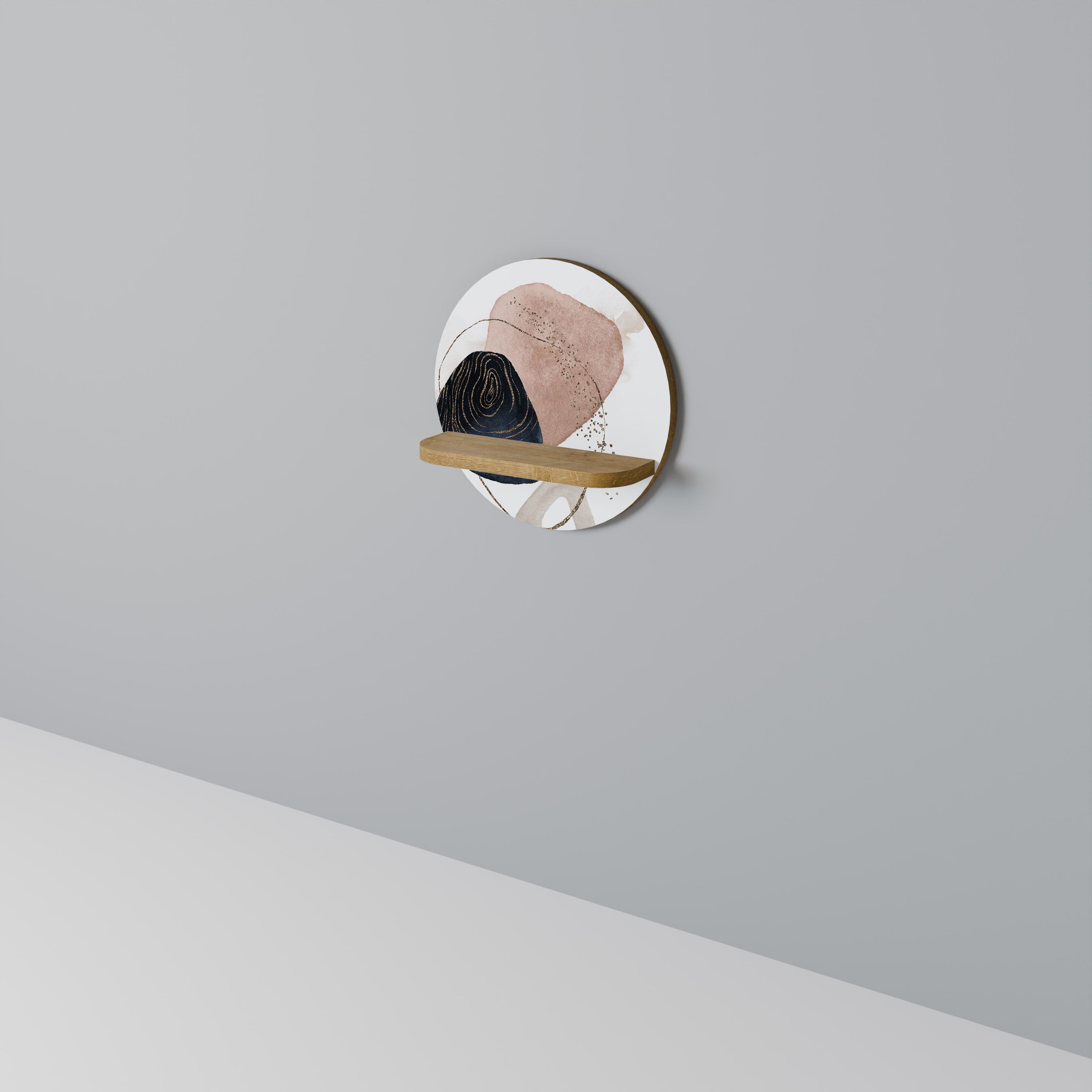 COLORFUL SHAPES Prateleira Redonda Decorativa em Efeito Carvalho