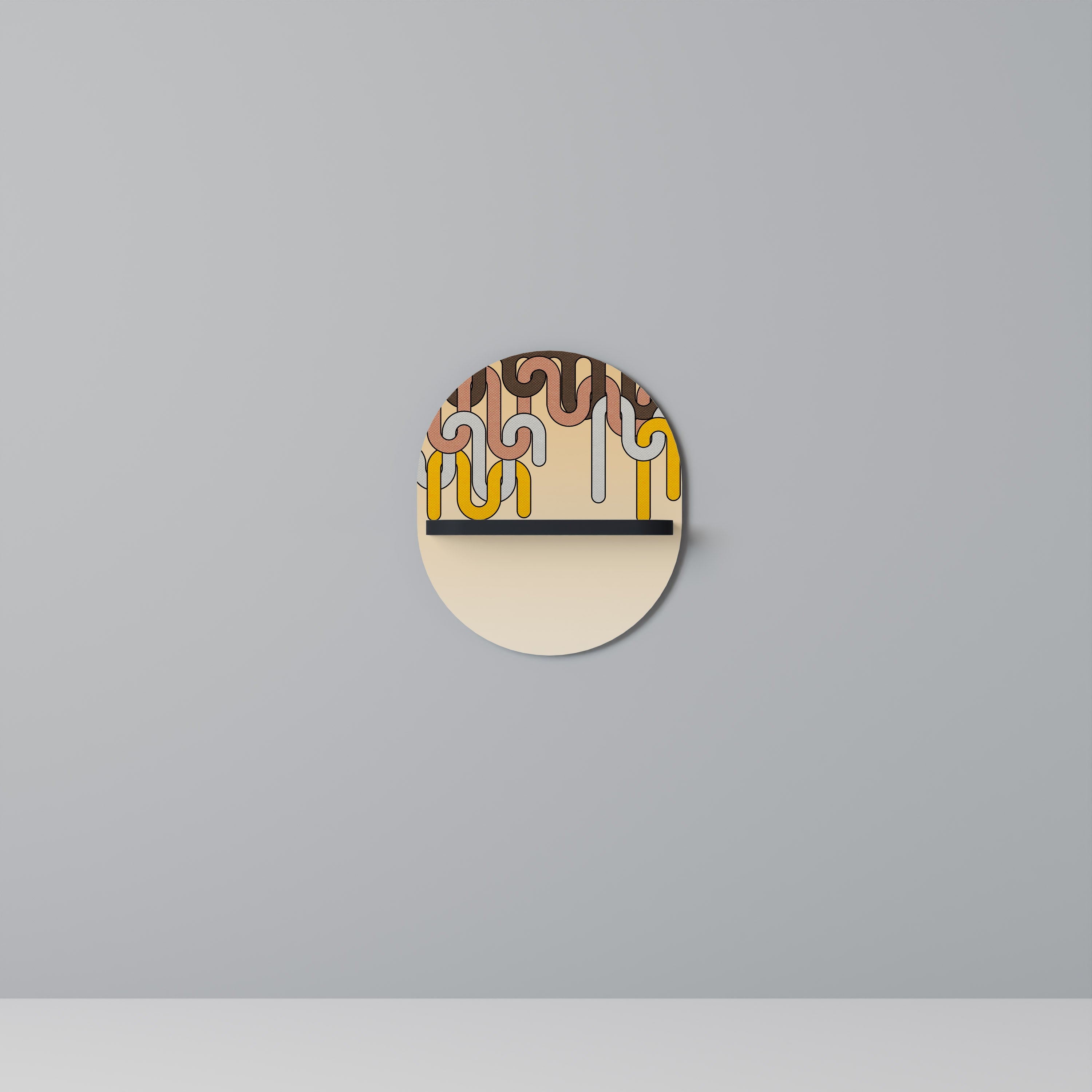 COLORFUL STRINGS Prateleira Oval Decorativa em Acabamento Preto