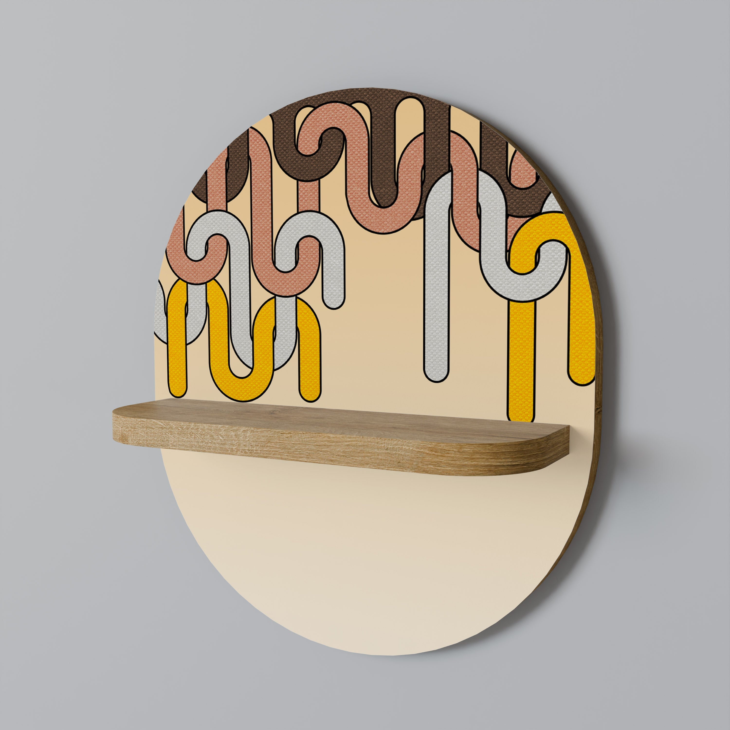 COLORFUL STRINGS Prateleira Oval Decorativa em Efeito Carvalho