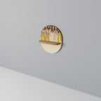 COLORFUL STRINGS Prateleira Oval Decorativa em Efeito Carvalho