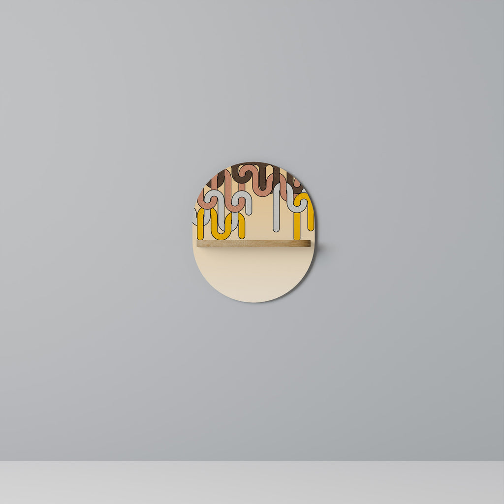 COLORFUL STRINGS Prateleira Oval Decorativa em Efeito Carvalho