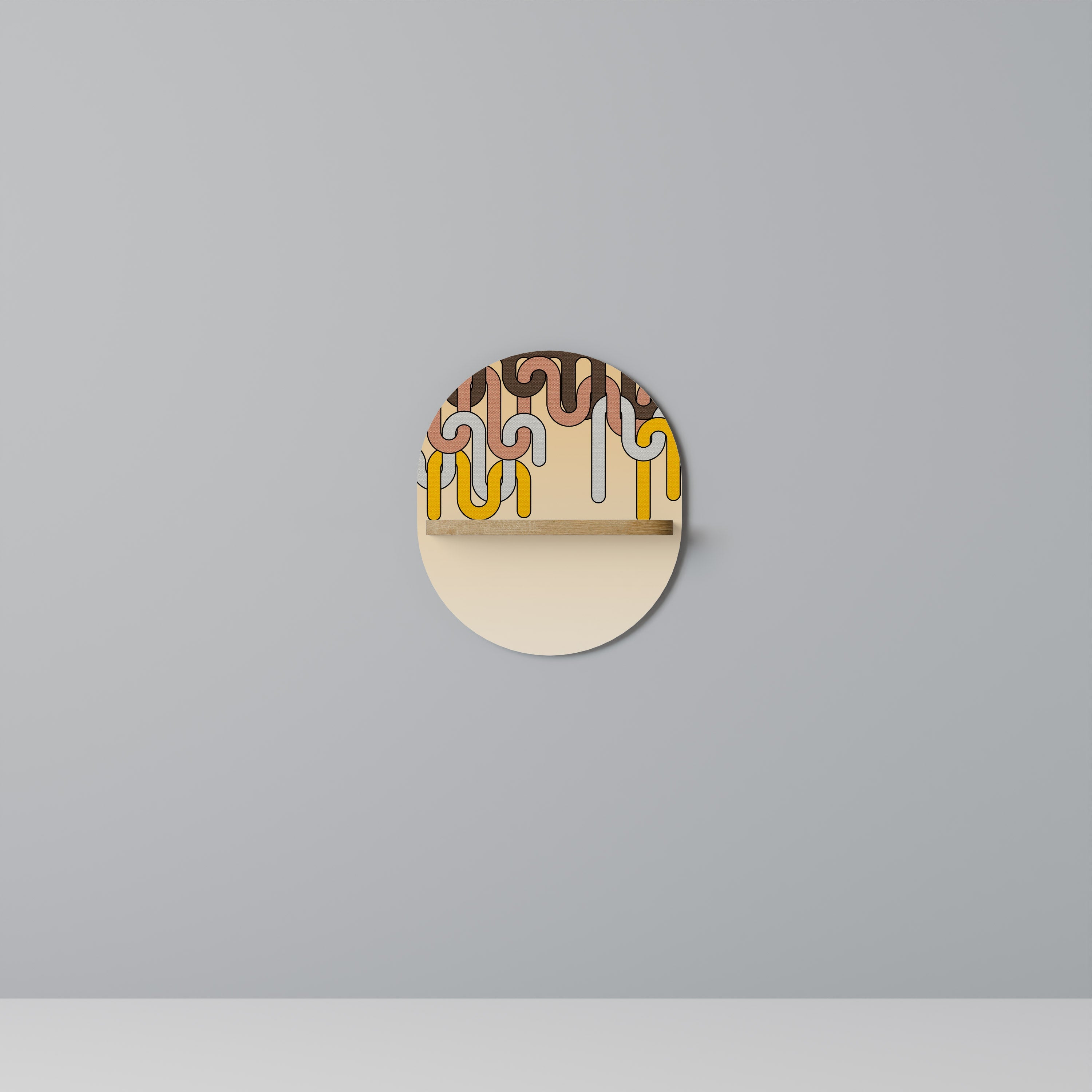 COLORFUL STRINGS Prateleira Oval Decorativa em Efeito Carvalho