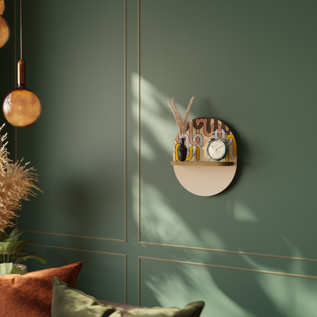 COLORFUL STRINGS Prateleira Oval Decorativa em Efeito Carvalho