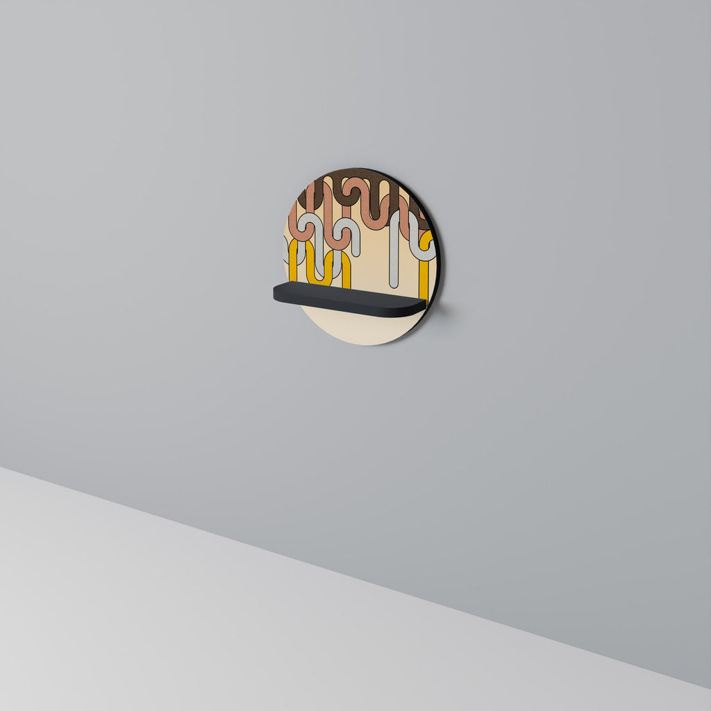 COLORFUL STRINGS Prateleira Redonda Decorativa em Acabamento Preto