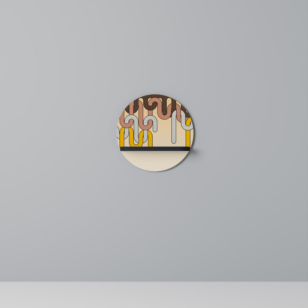 COLORFUL STRINGS Prateleira Redonda Decorativa em Acabamento Preto