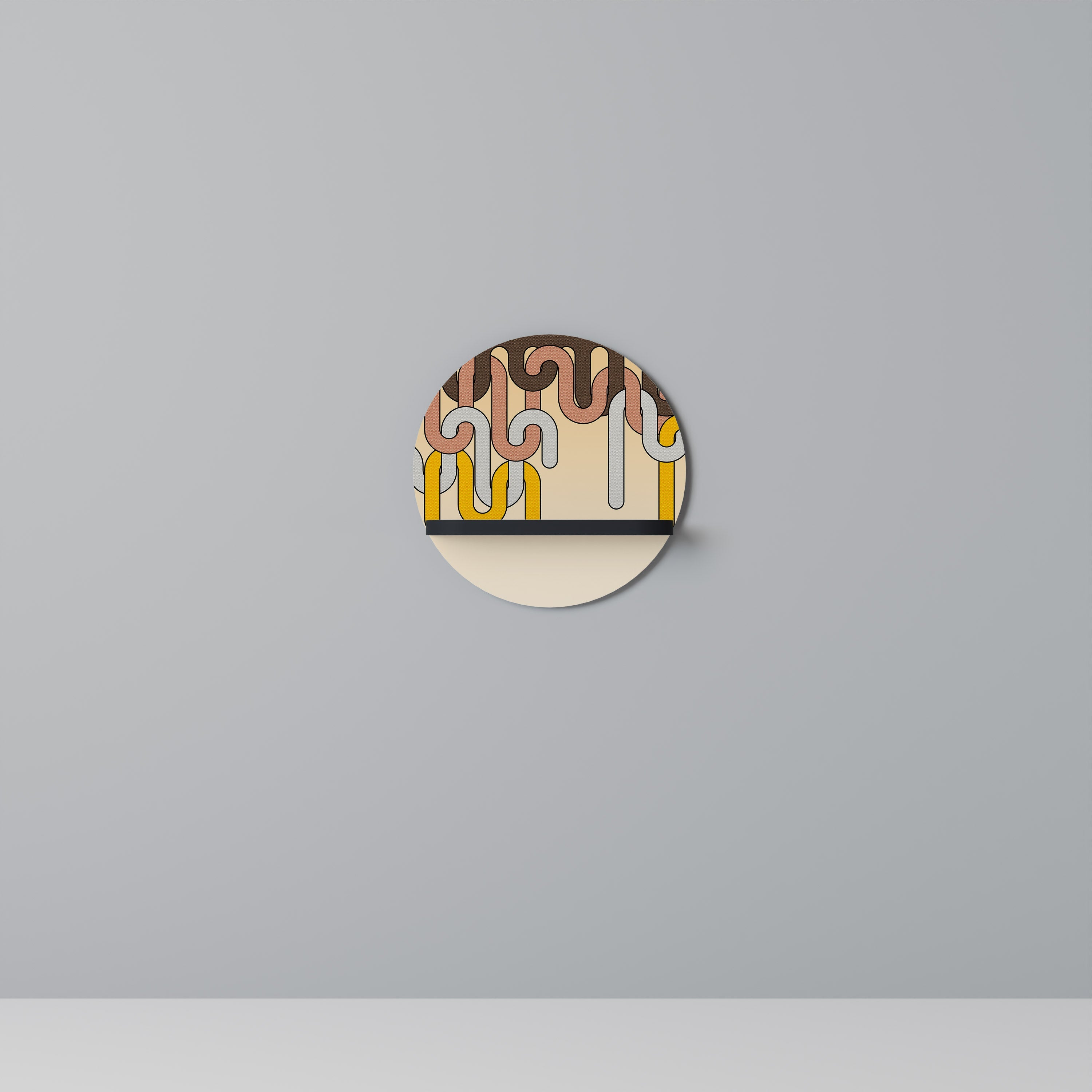 COLORFUL STRINGS Prateleira Redonda Decorativa em Acabamento Preto