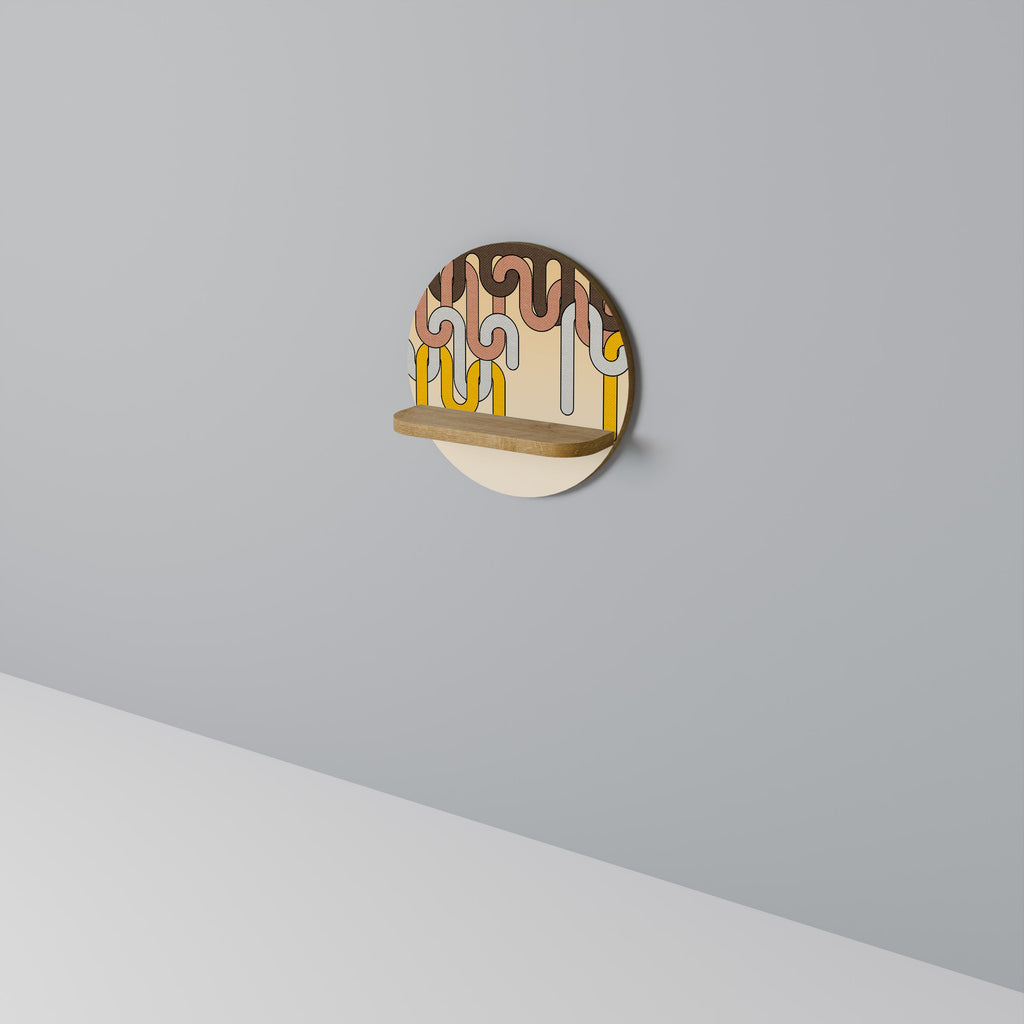 COLORFUL STRINGS Prateleira Redonda Decorativa em Efeito Carvalho