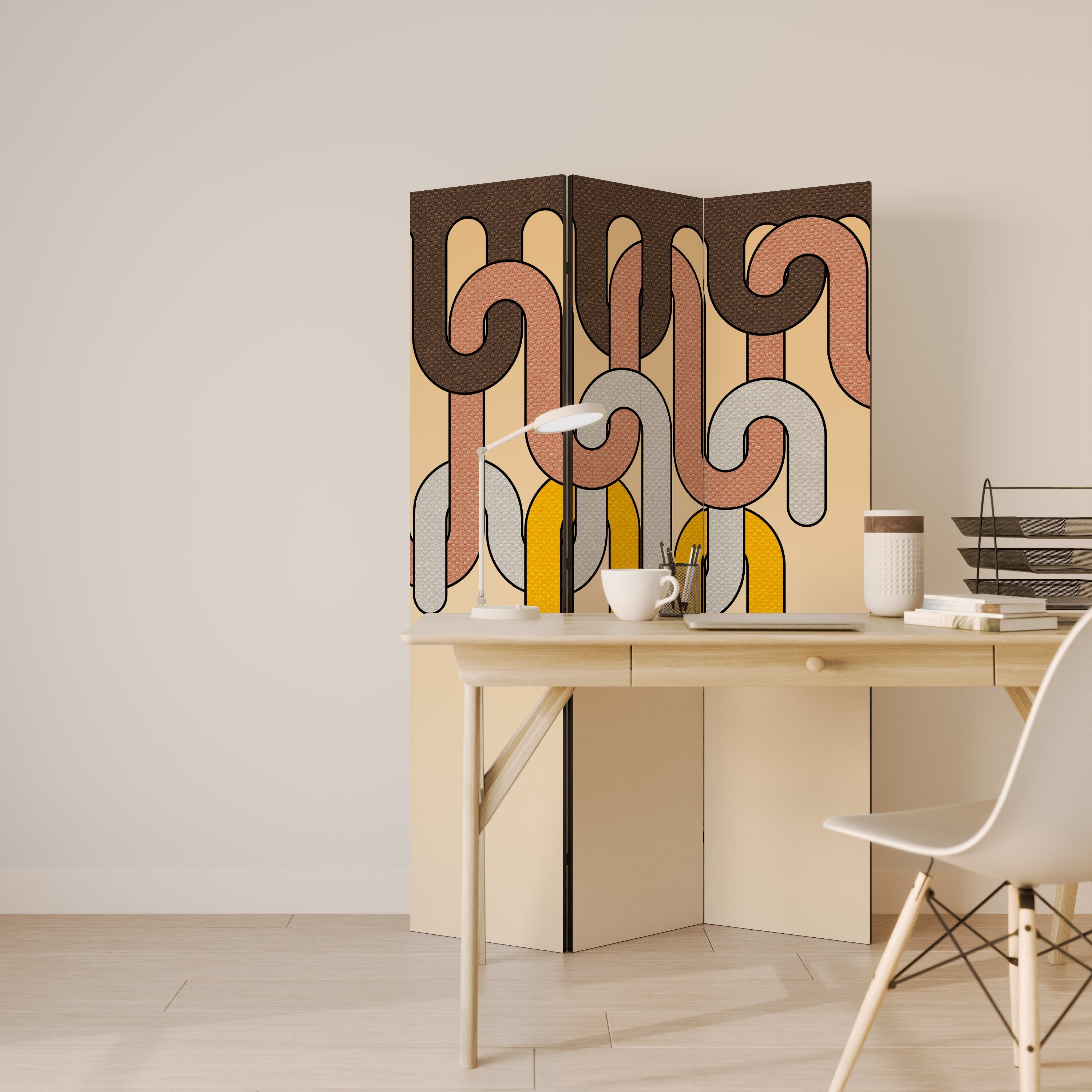 COLORFUL STRINGS Biombo Decorativo de 3 Painéis