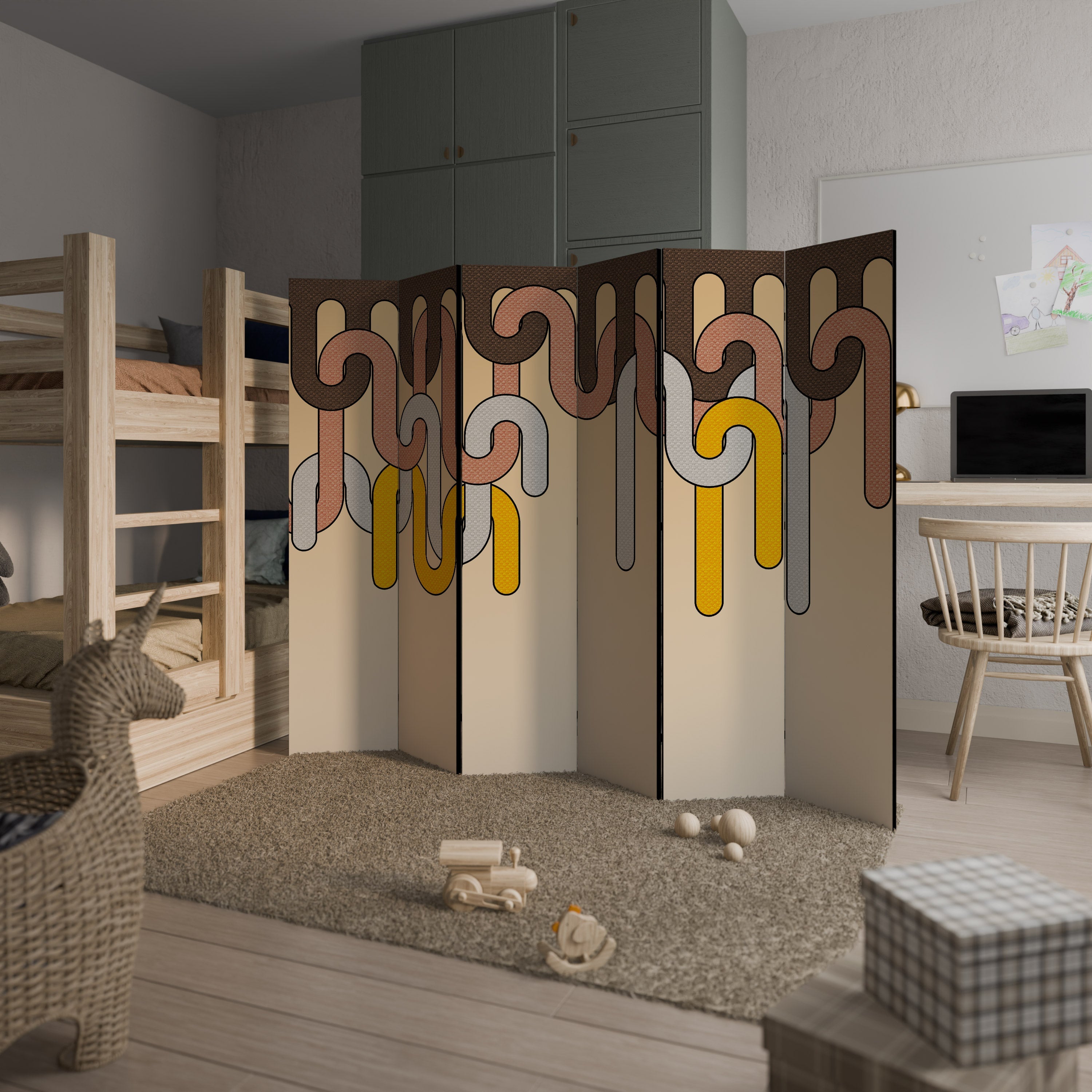 COLORFUL STRINGS Biombo Decorativo de 6 Painéis