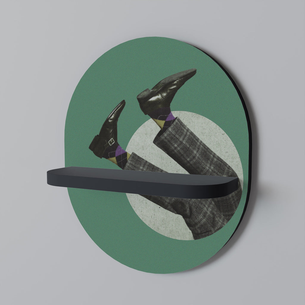 FALL OF MAN Oval Art Shelf In Black Finish