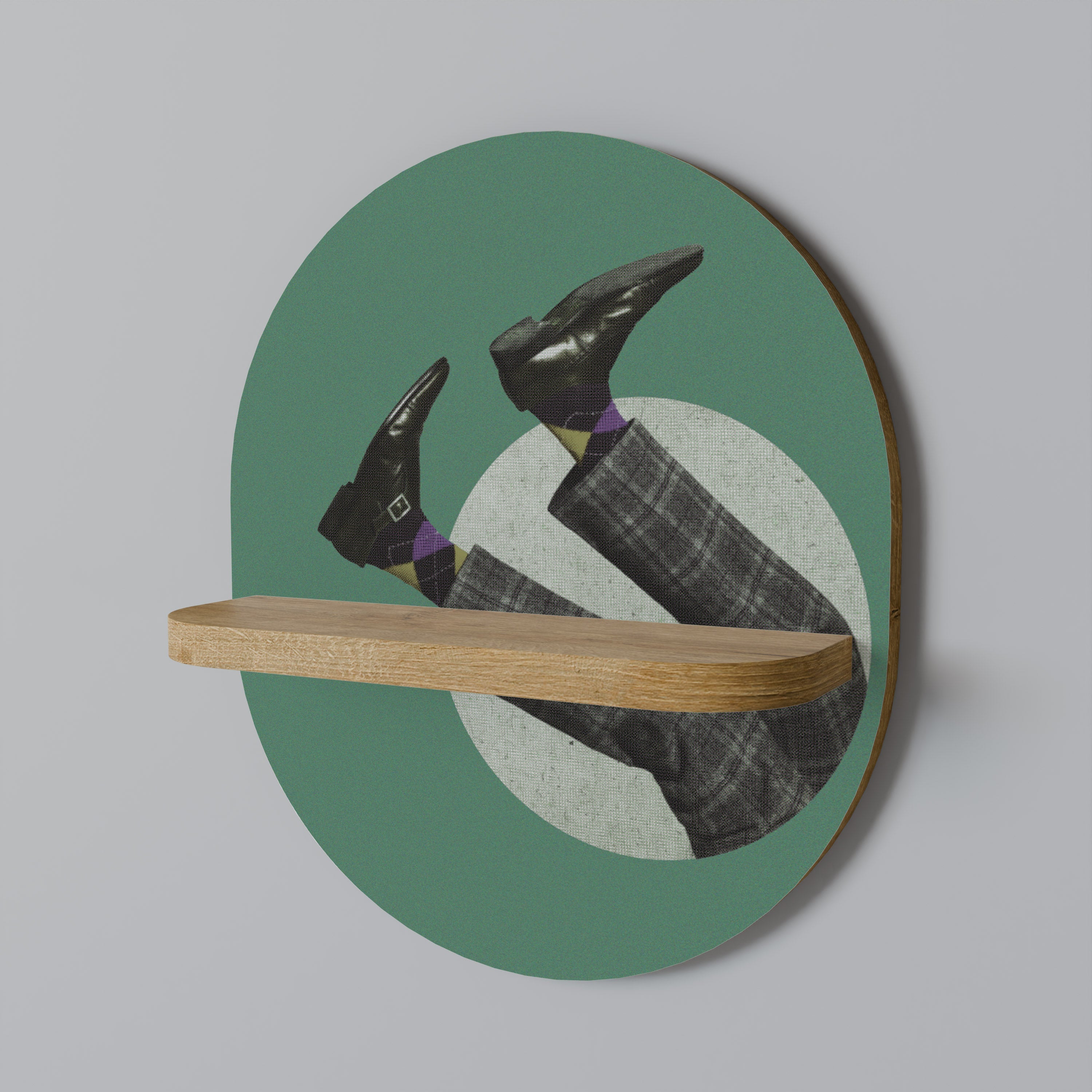 FALL OF MAN Prateleira Oval Decorativa em Efeito Carvalho