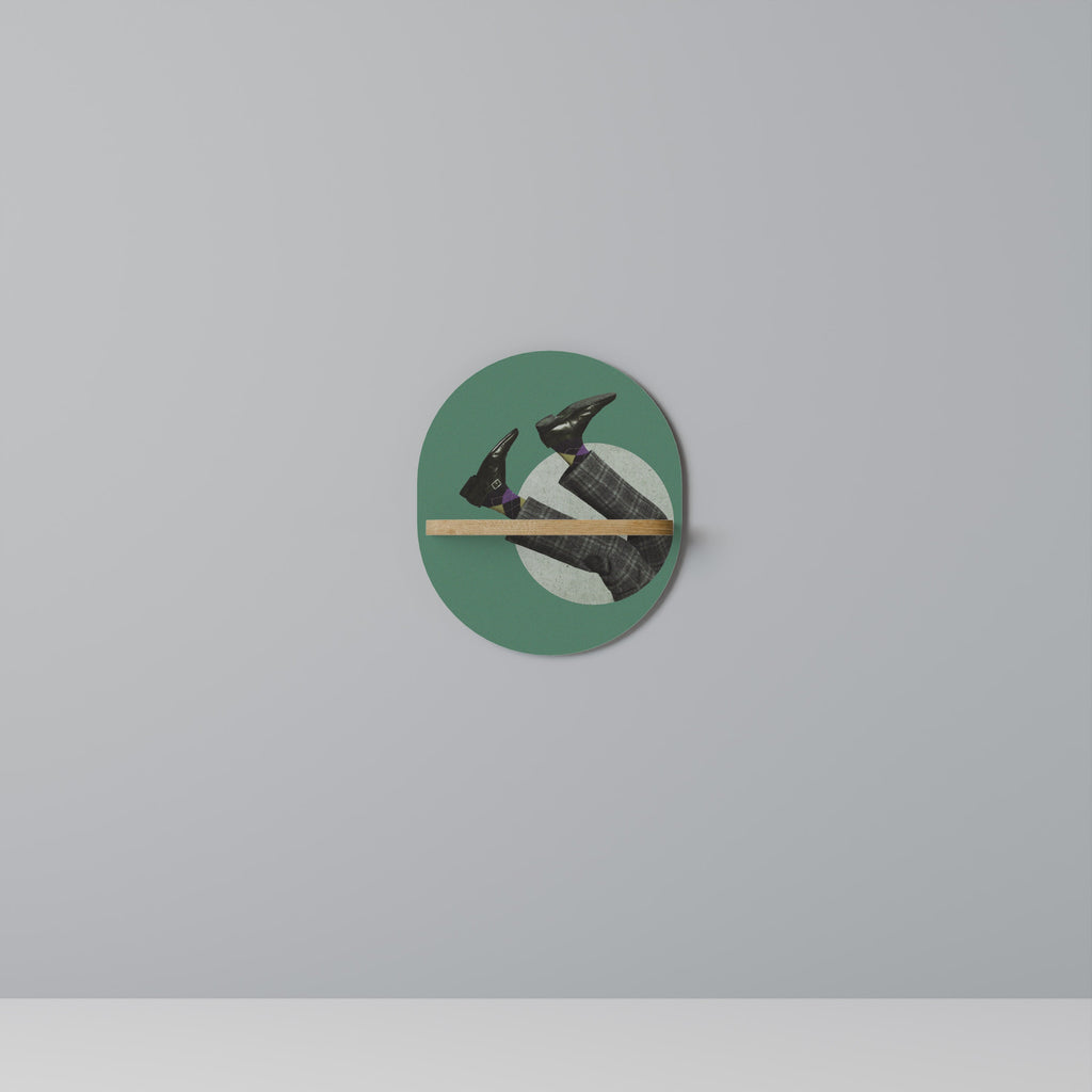 FALL OF MAN Prateleira Oval Decorativa em Efeito Carvalho