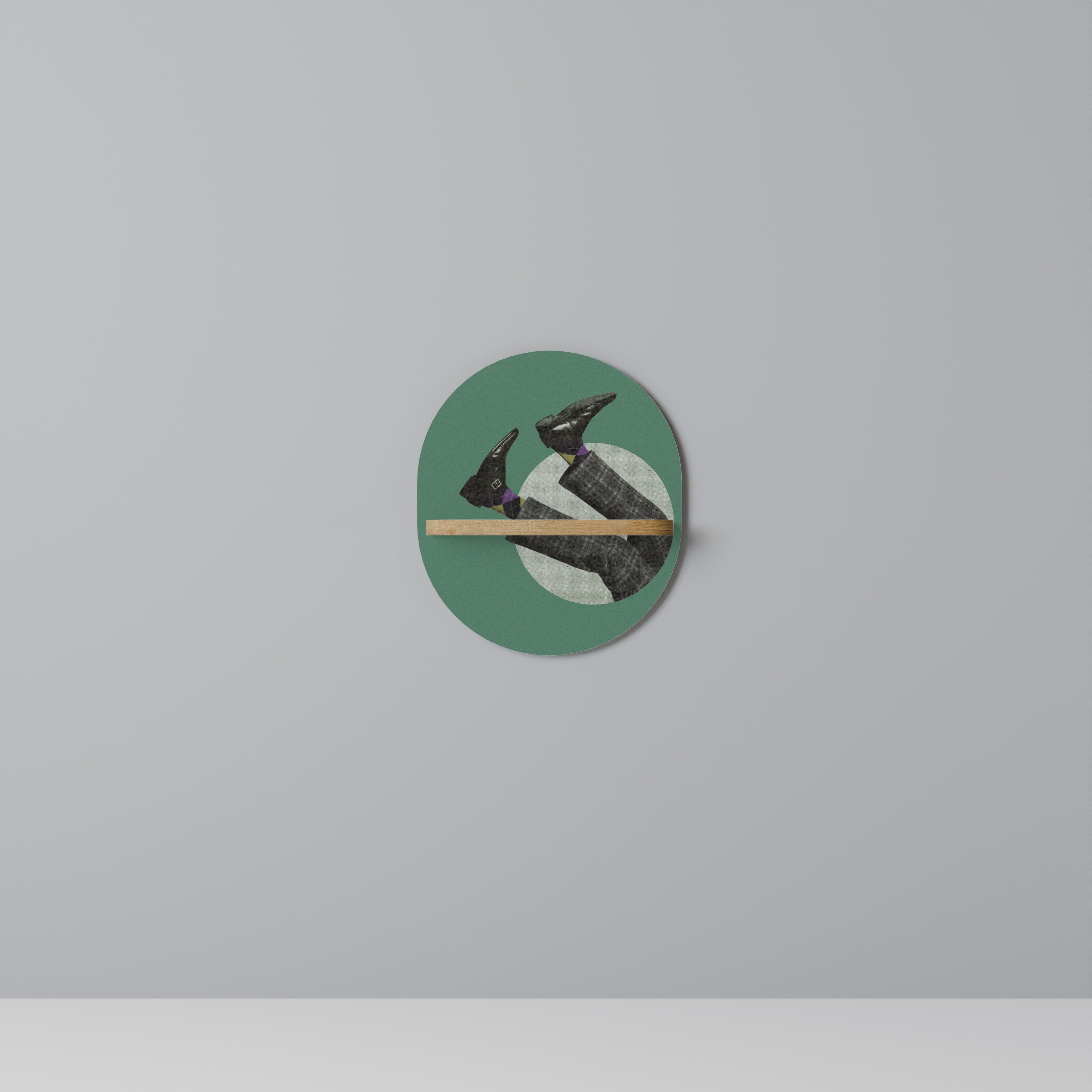 FALL OF MAN Prateleira Oval Decorativa em Efeito Carvalho