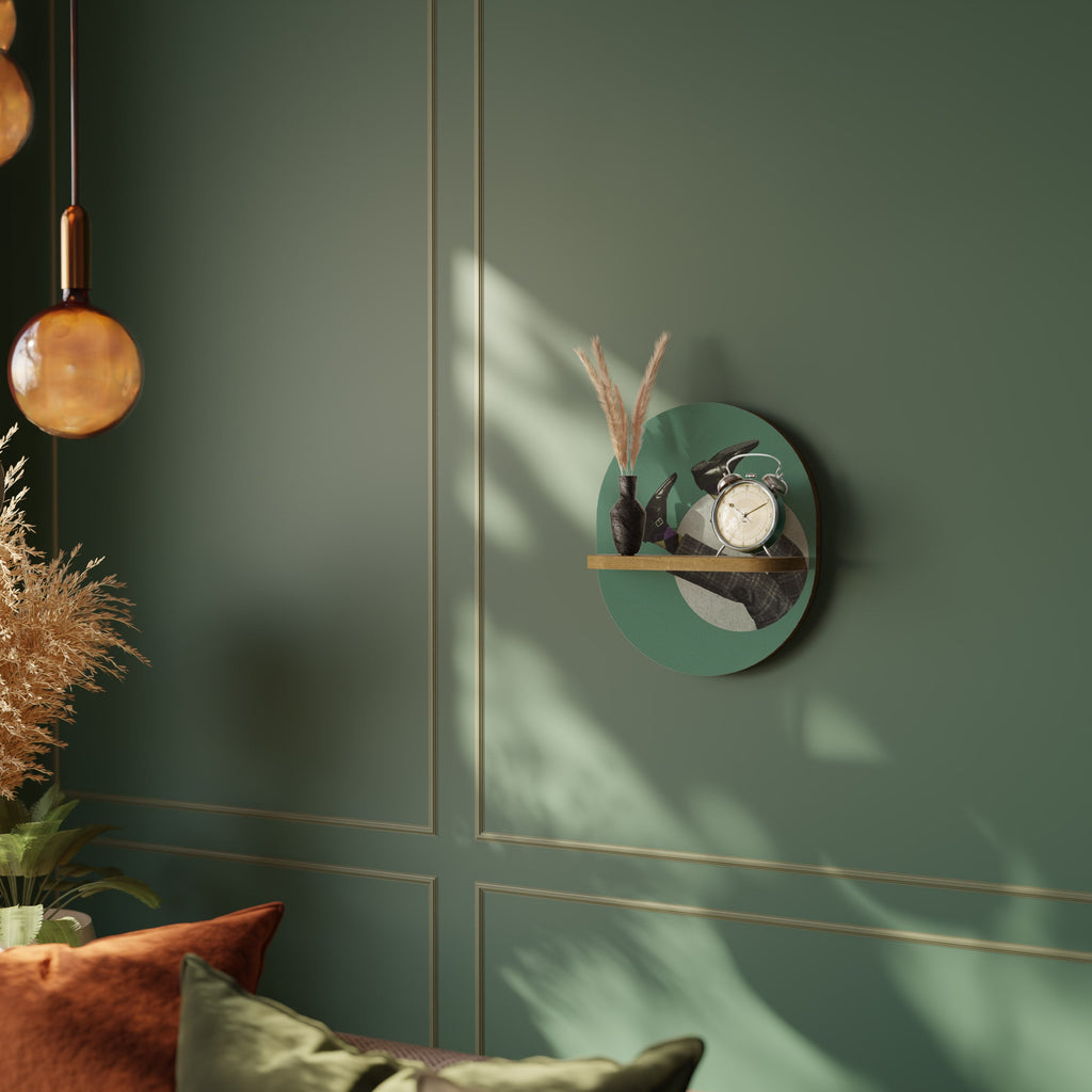 FALL OF MAN Prateleira Oval Decorativa em Efeito Carvalho